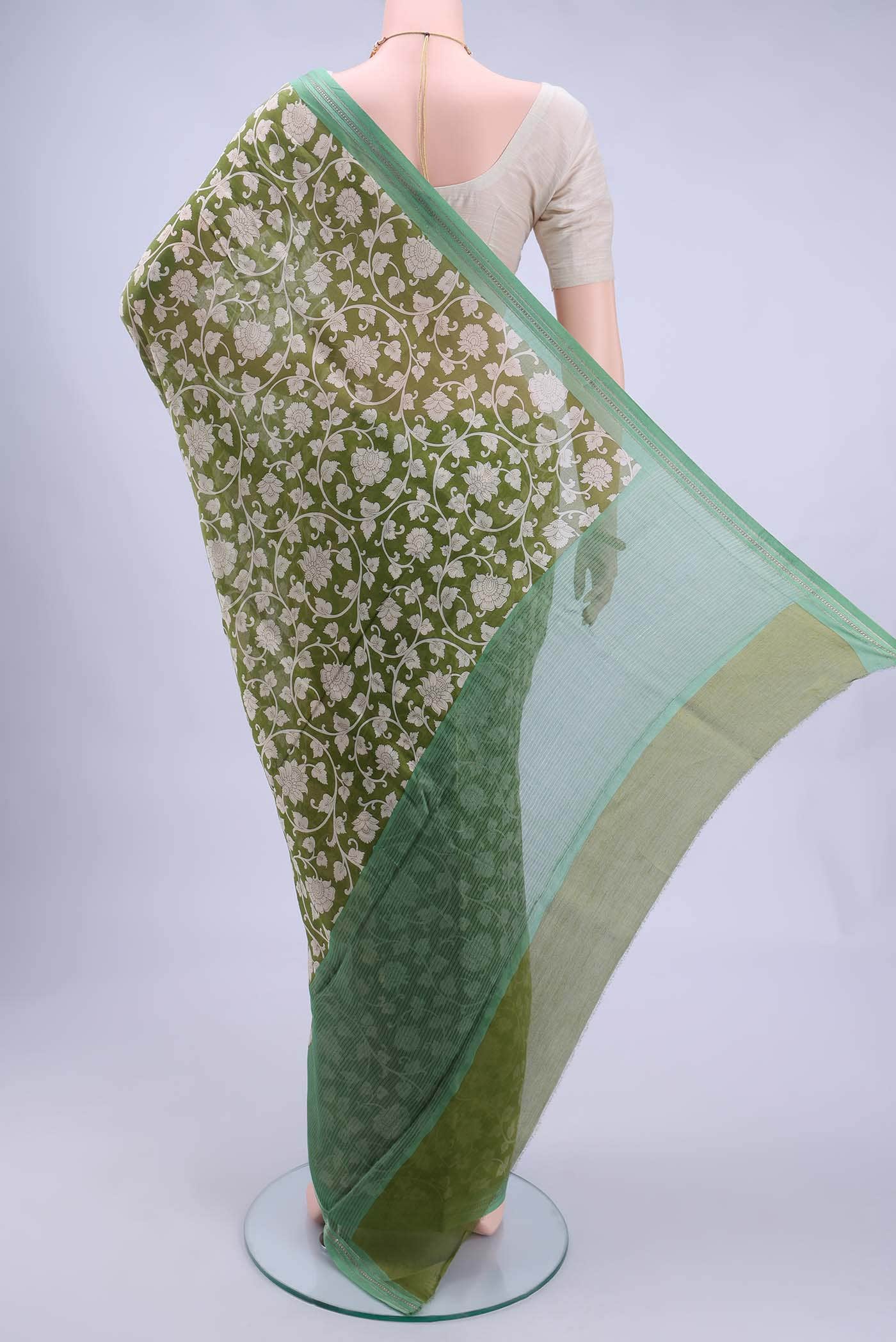 Mehandi Green Blended Chanderi Silk Saree - Image 2