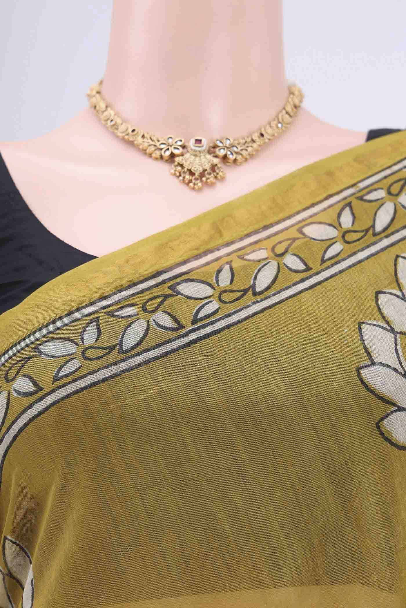 Yellow Chanderi Silk Cotton Saree - Image 2
