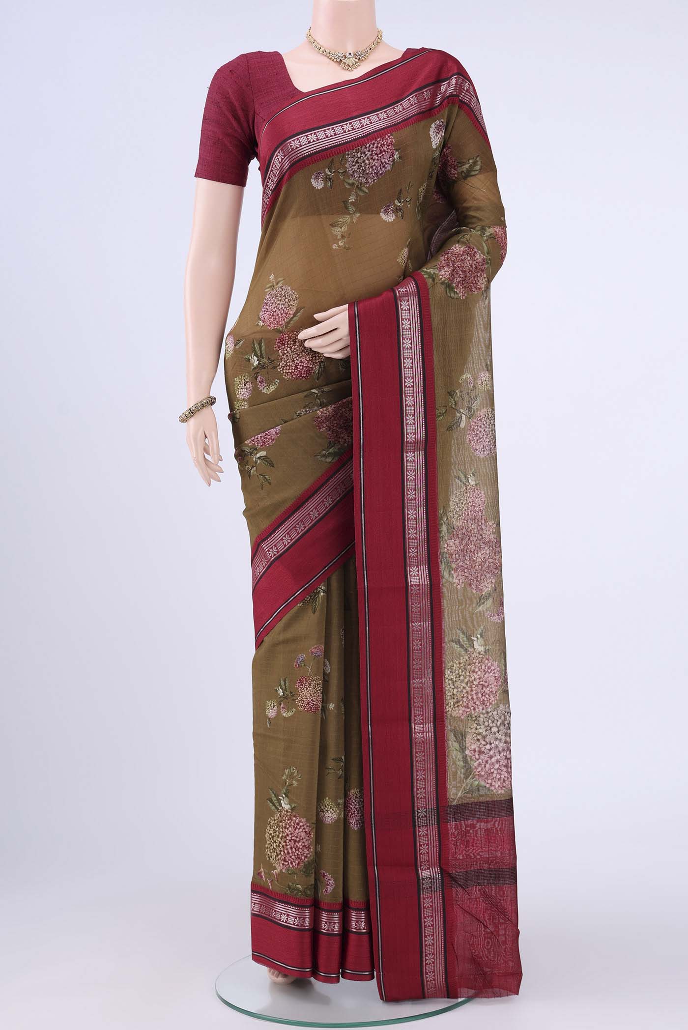 Mehandi Green Chanderi Silk Saree