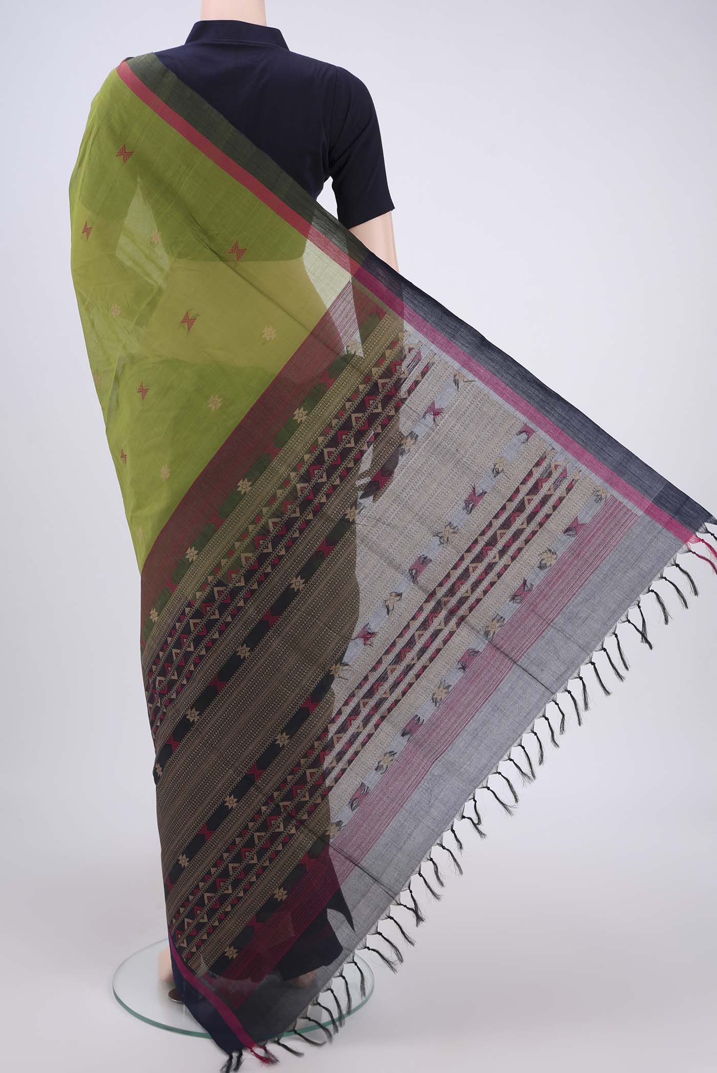 Mehandi Green Coimbatore Cotton Saree - Image 3
