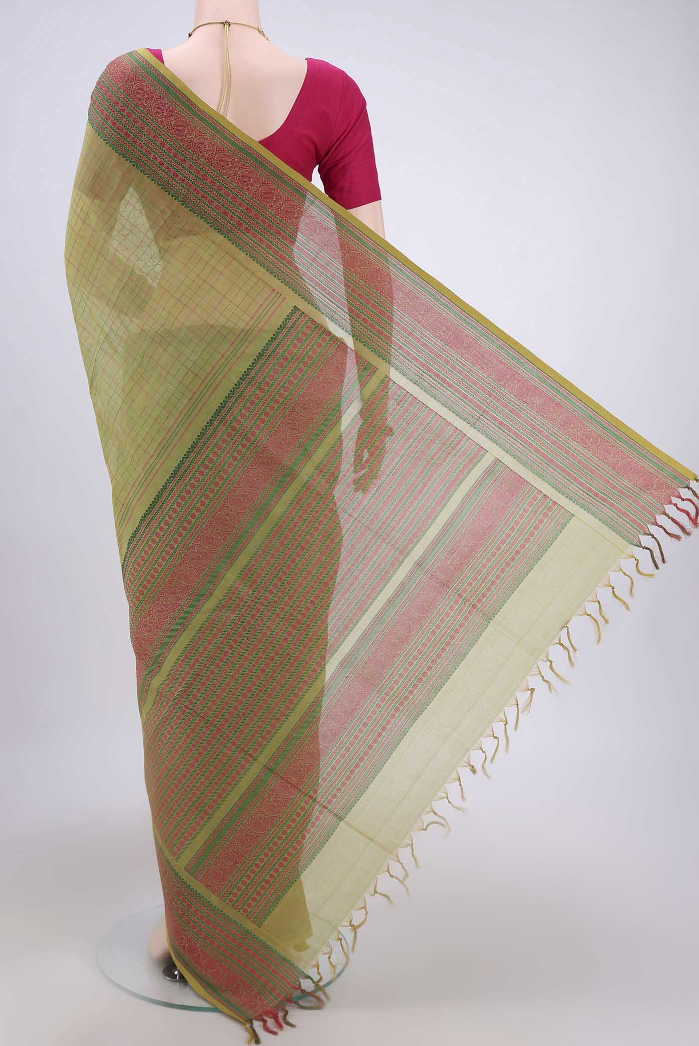Mehandi Green Coimbatore Cotton Saree - Image 3