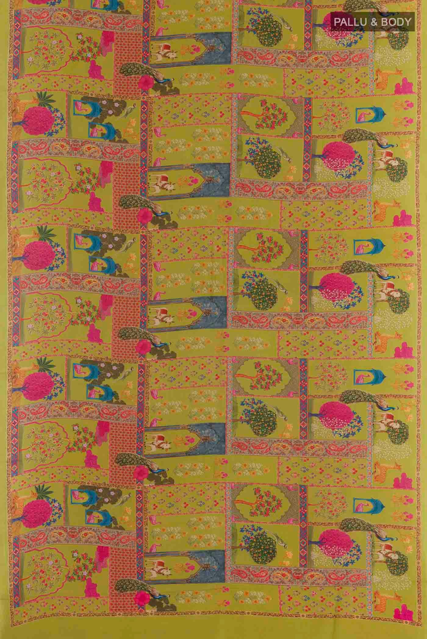 Mehandi Green Mysore Crepe Saree - Image 3