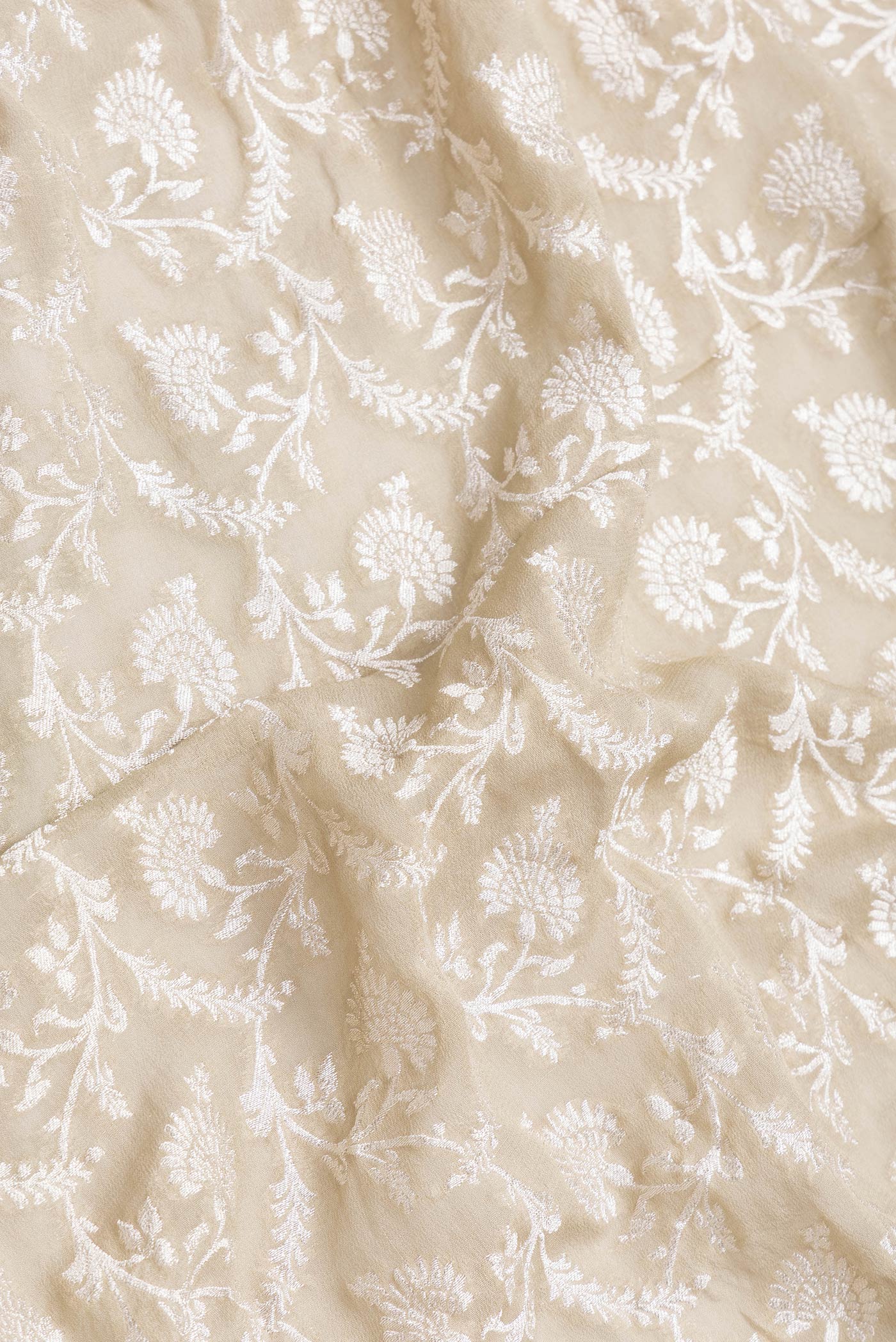 Beige Banarasi Georgette Saree - Image 2
