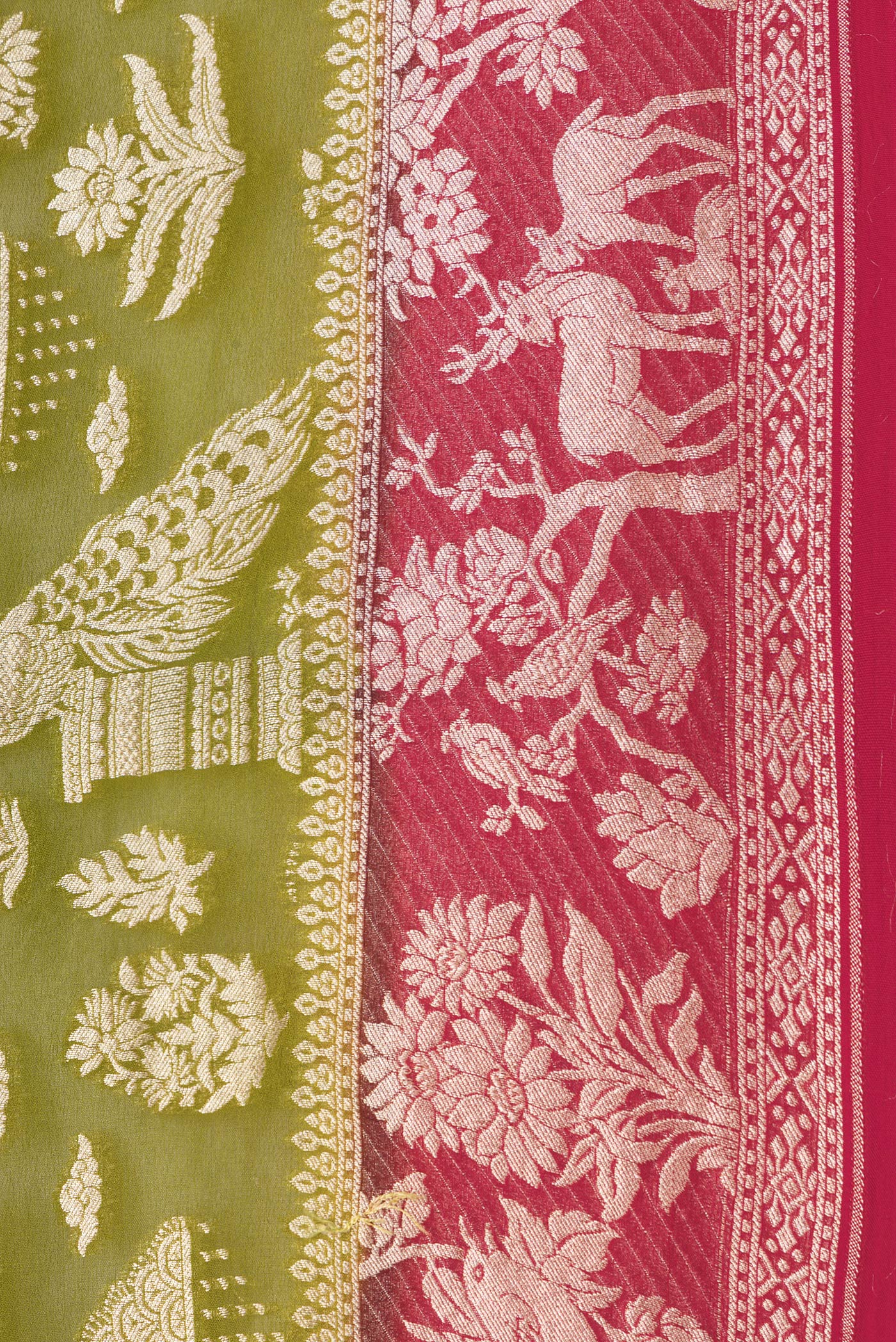 Mehandi Green Banarasi Georgette Saree - Image 3