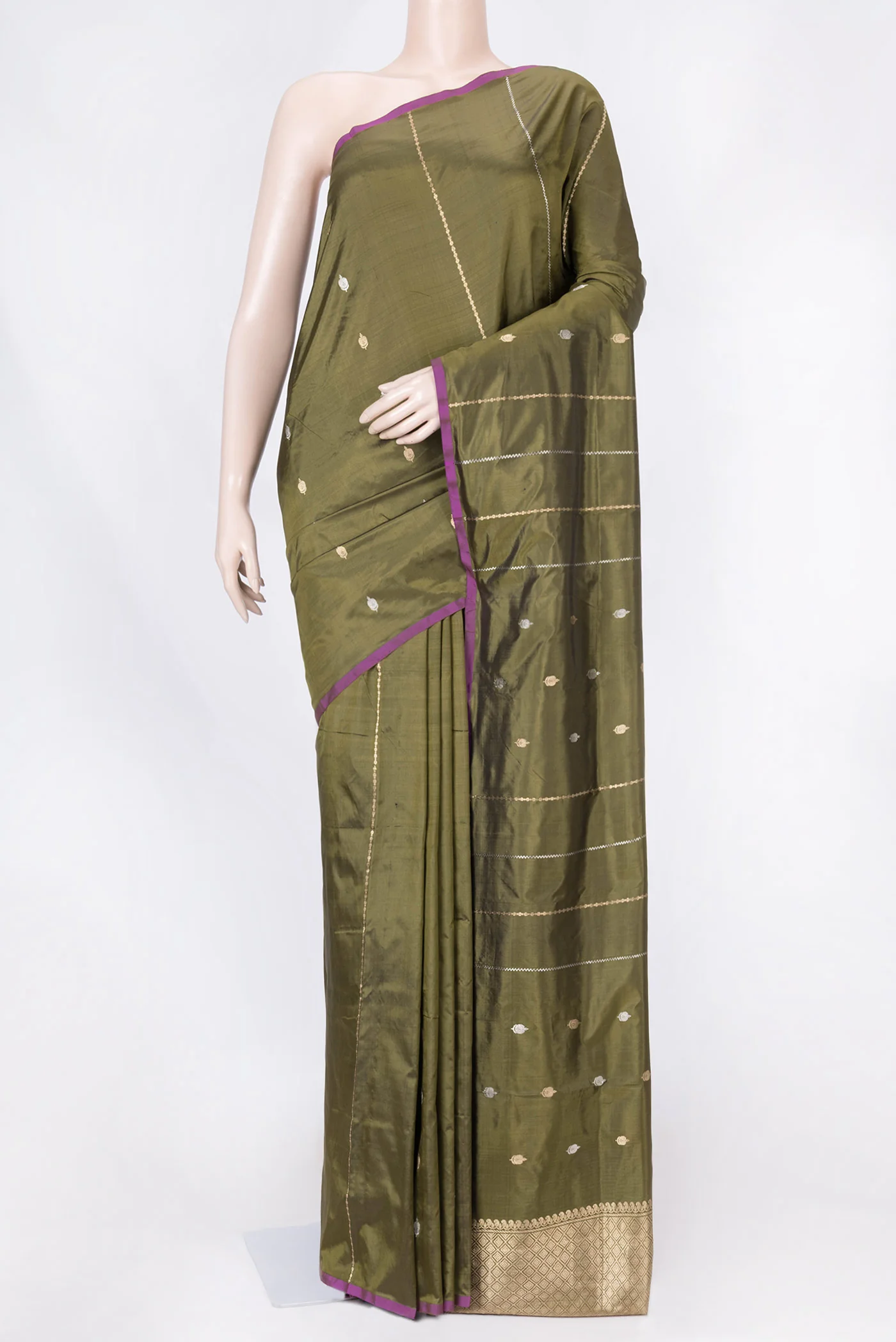 Mehandi Green Dual Tone Banarasi Saree