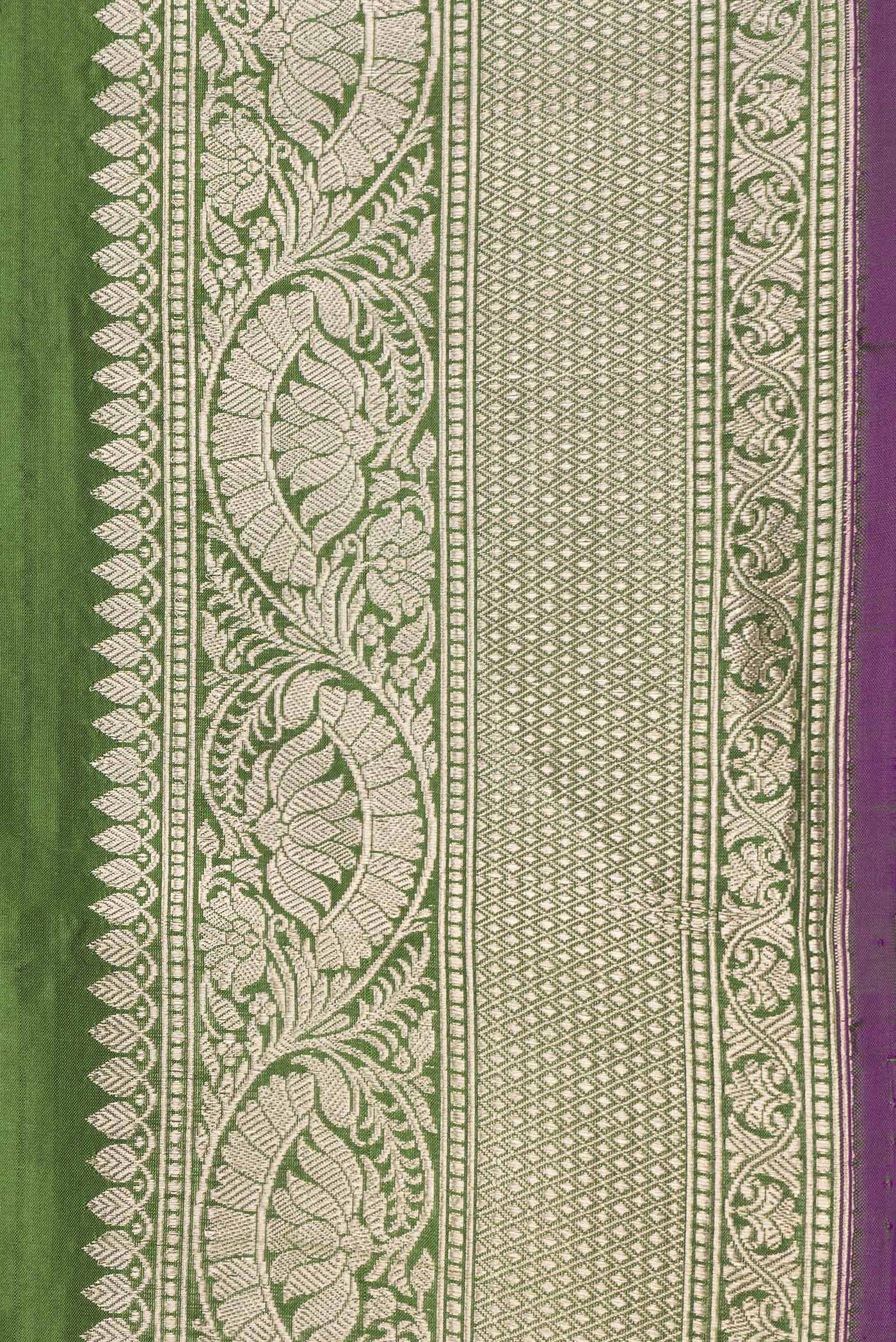 Green Banarasi Katan Silk Saree - Image 3