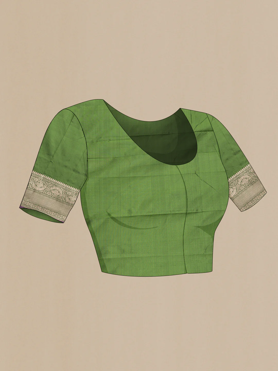 Green Banarasi Katan Silk Saree - Image 4