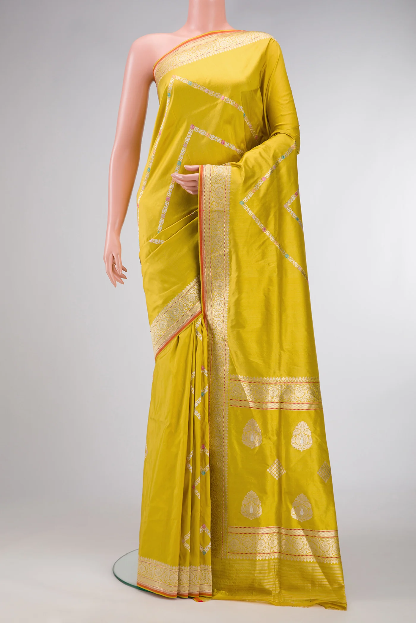 Yellow Banarasi Silk Saree