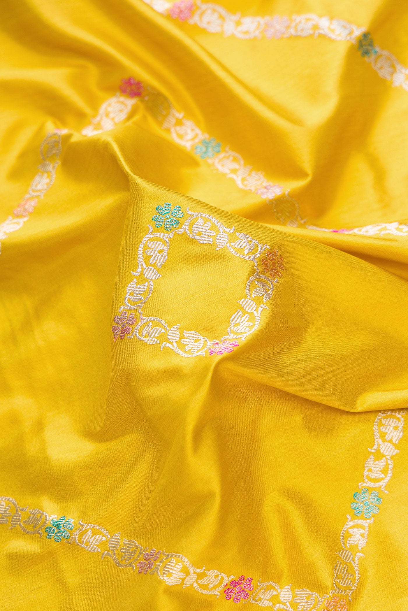 Yellow Banarasi Silk Saree - Image 2