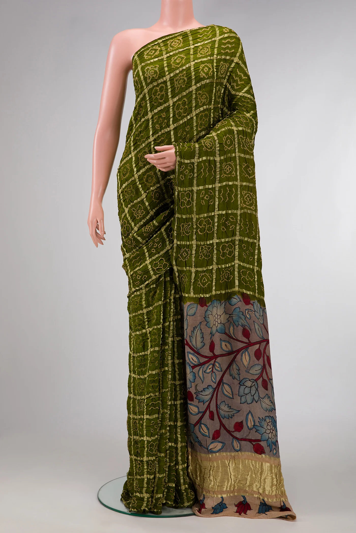 Mehandi Green Bandhani Silk Saree