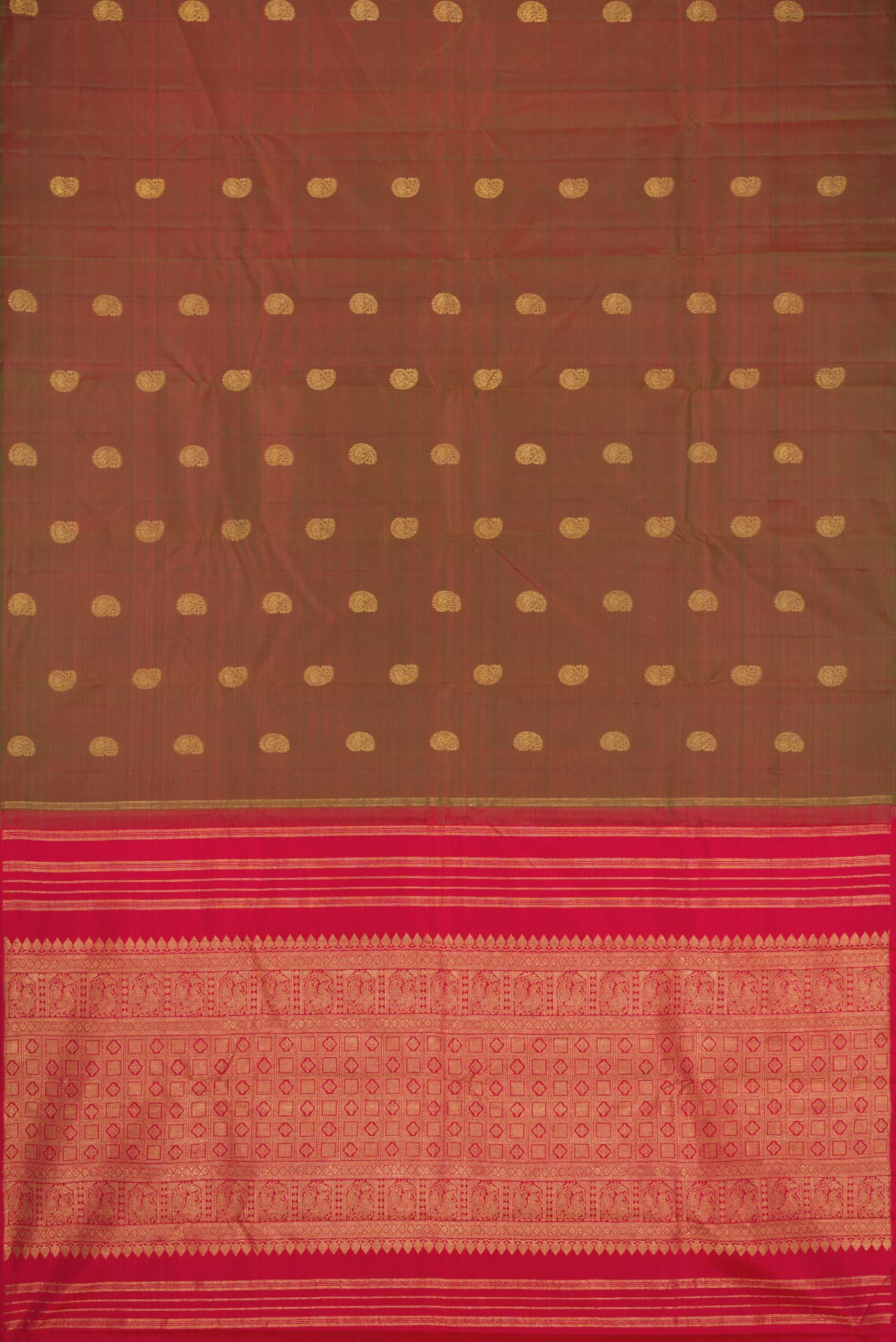 Mehandi Green Dual Tone Kanjivaram Silk Saree - Image 5