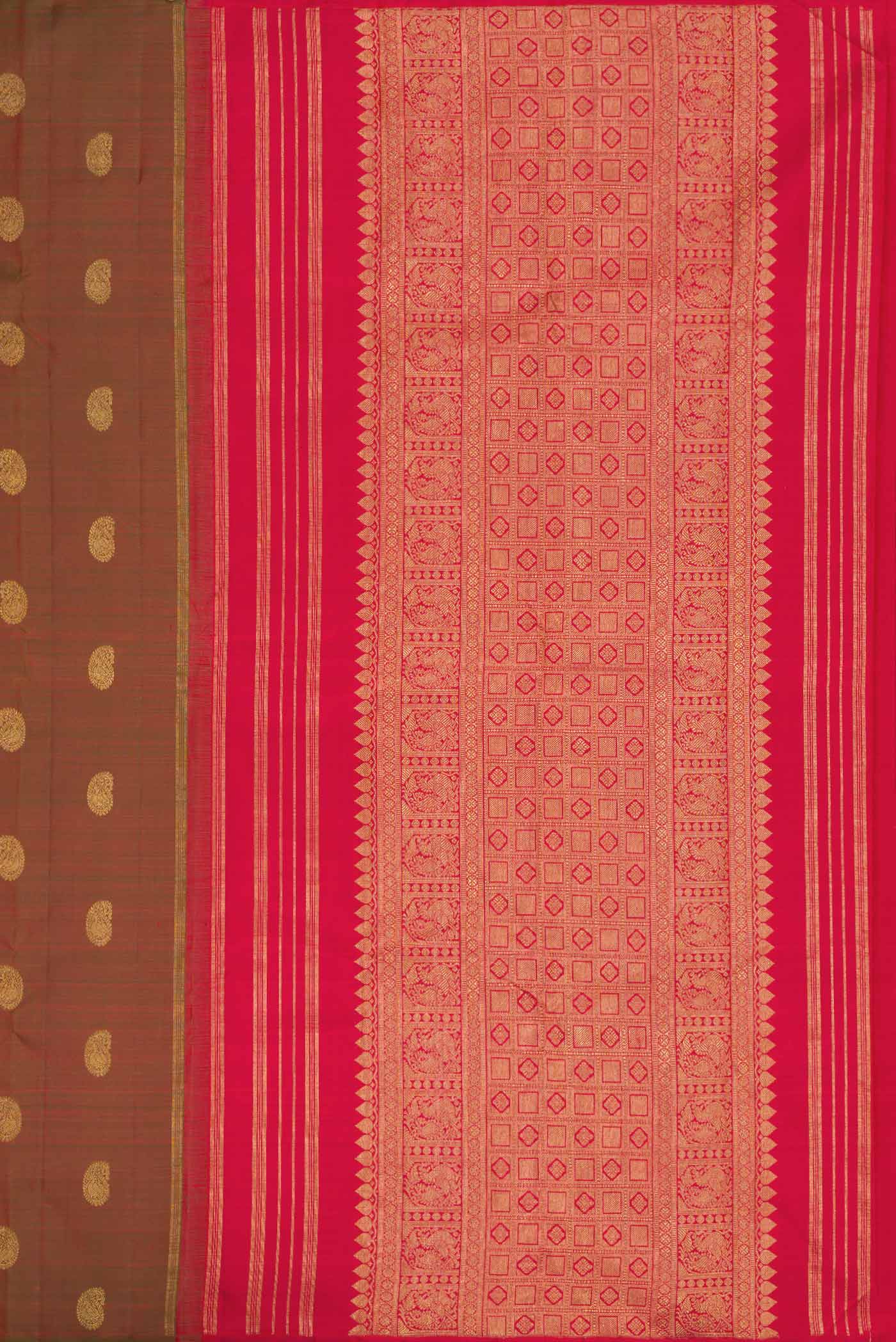Mehandi Green Dual Tone Kanjivaram Silk Saree - Image 6