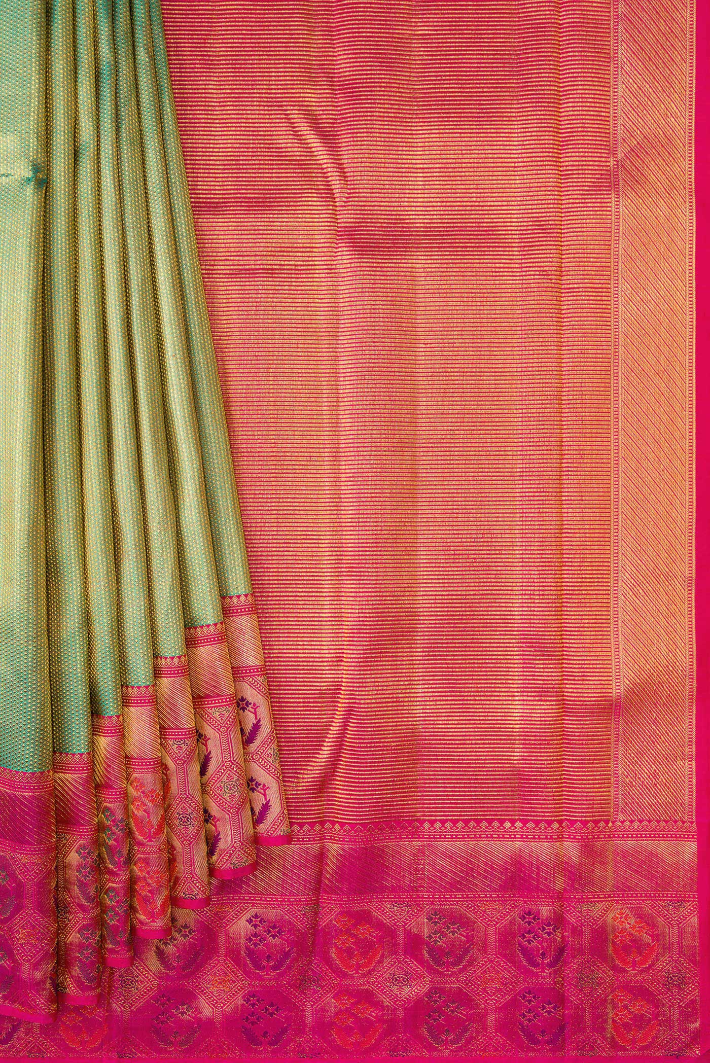 Green Kanchipuram Silk Saree - Image 4