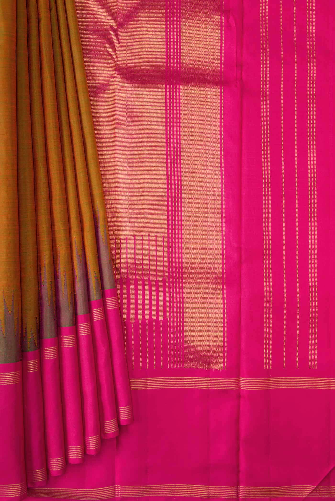 Mehandi Green Dual Tone Kanjivaram Silk Saree - Image 2