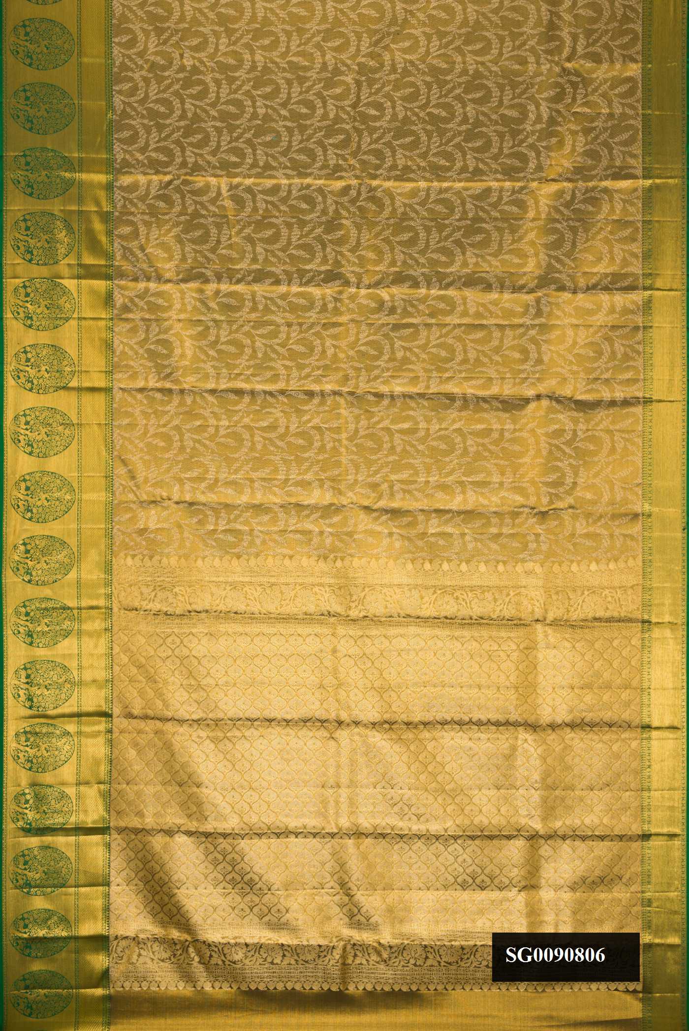 Mehandi Green Dual Tone Kanchipuram Tissue Silk Saree