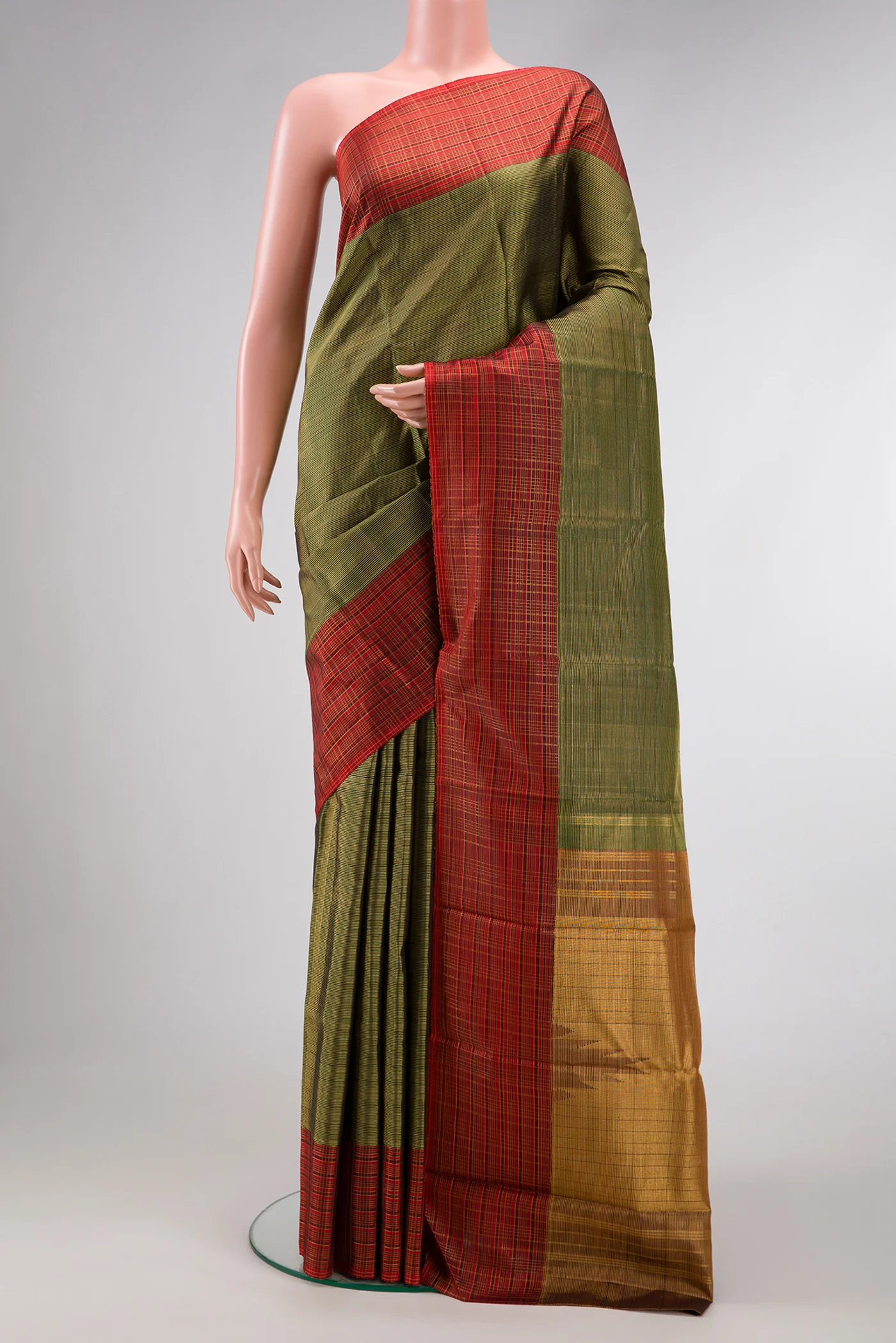 Bottle Green Kanjivaram Silk Saree