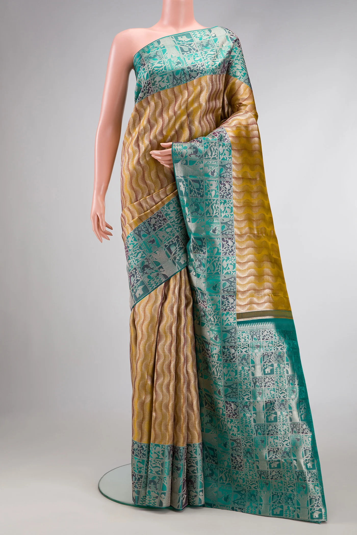 Multi Color Kanjivaram Tissue Silk Saree