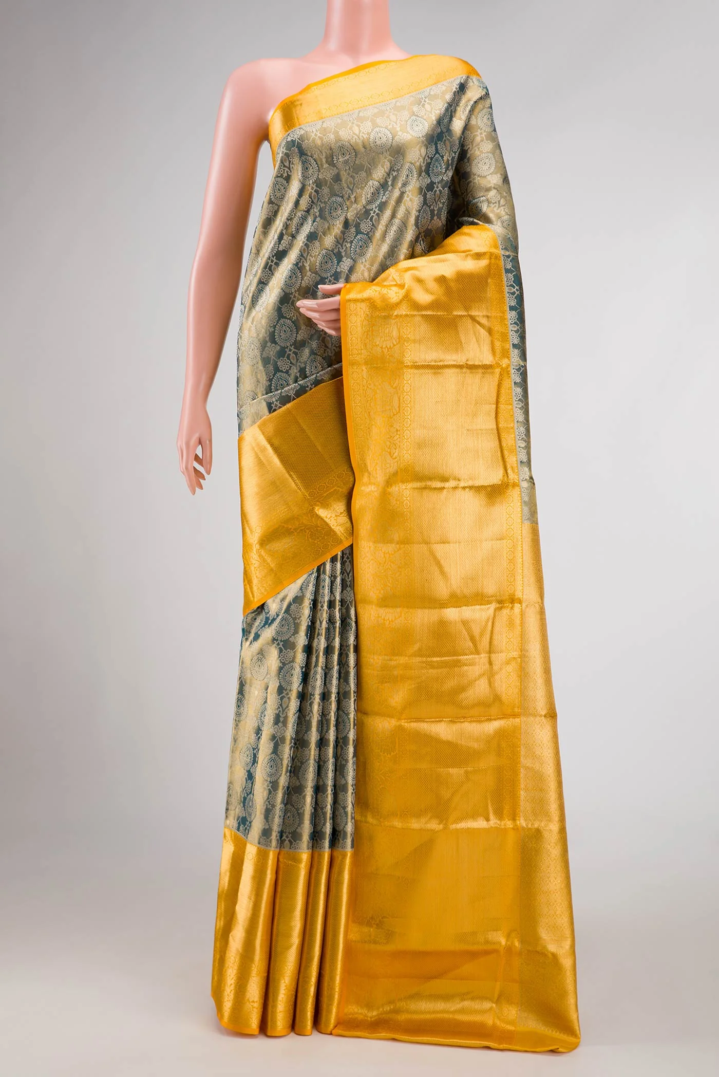 Blue with Silver Color Kanjivaram Tissue Silk Saree