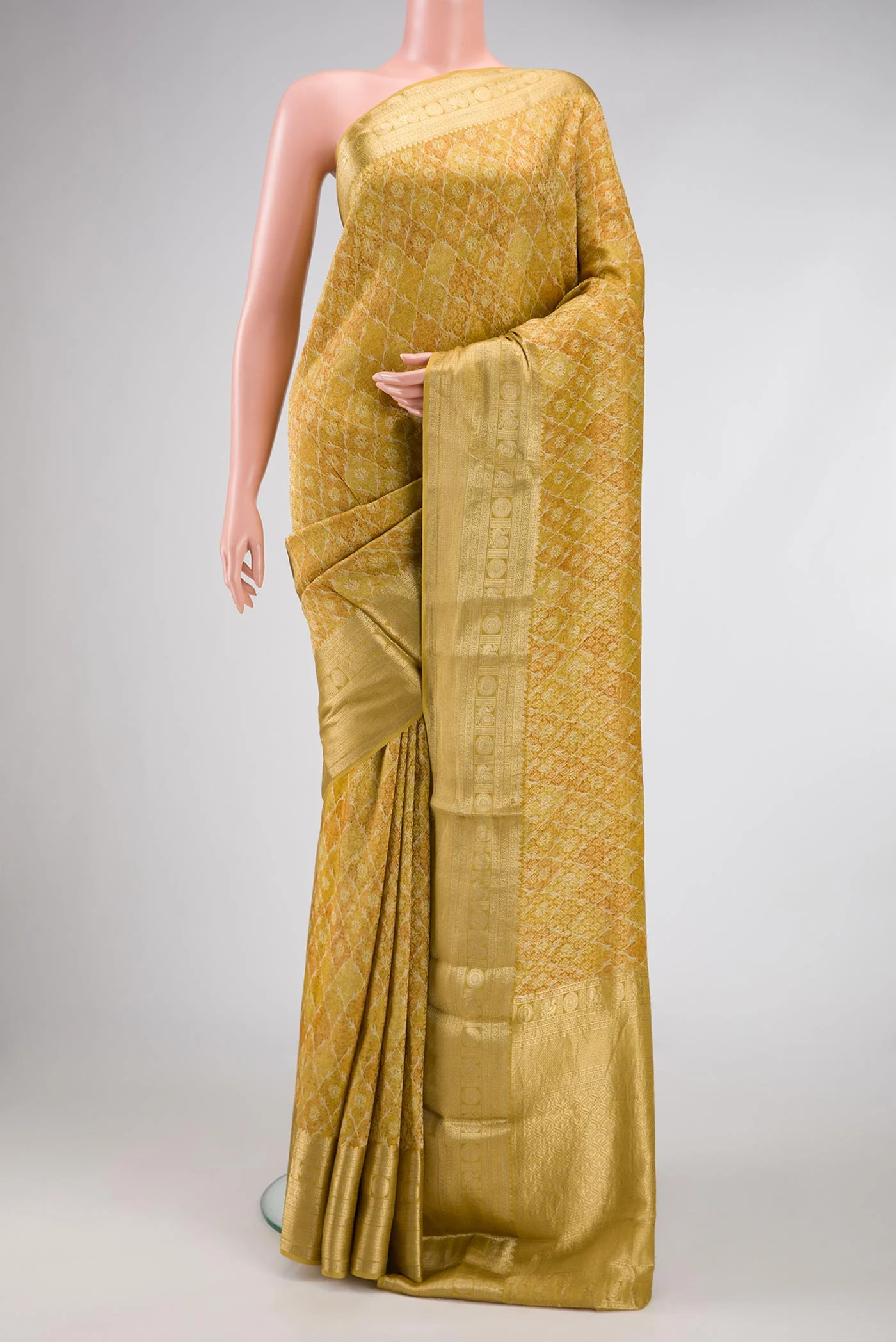 Mustard Mysore Crepe Saree