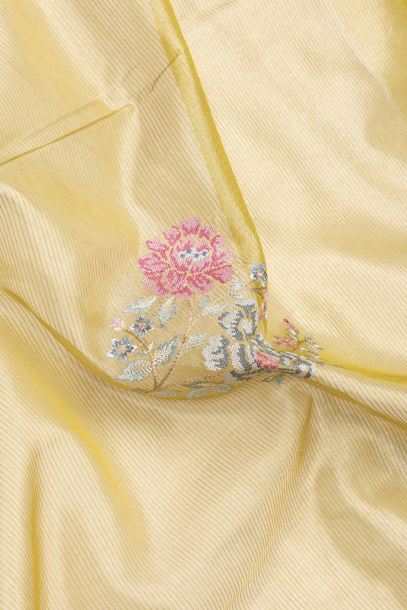 Yellow Organza Silk Saree - Image 2