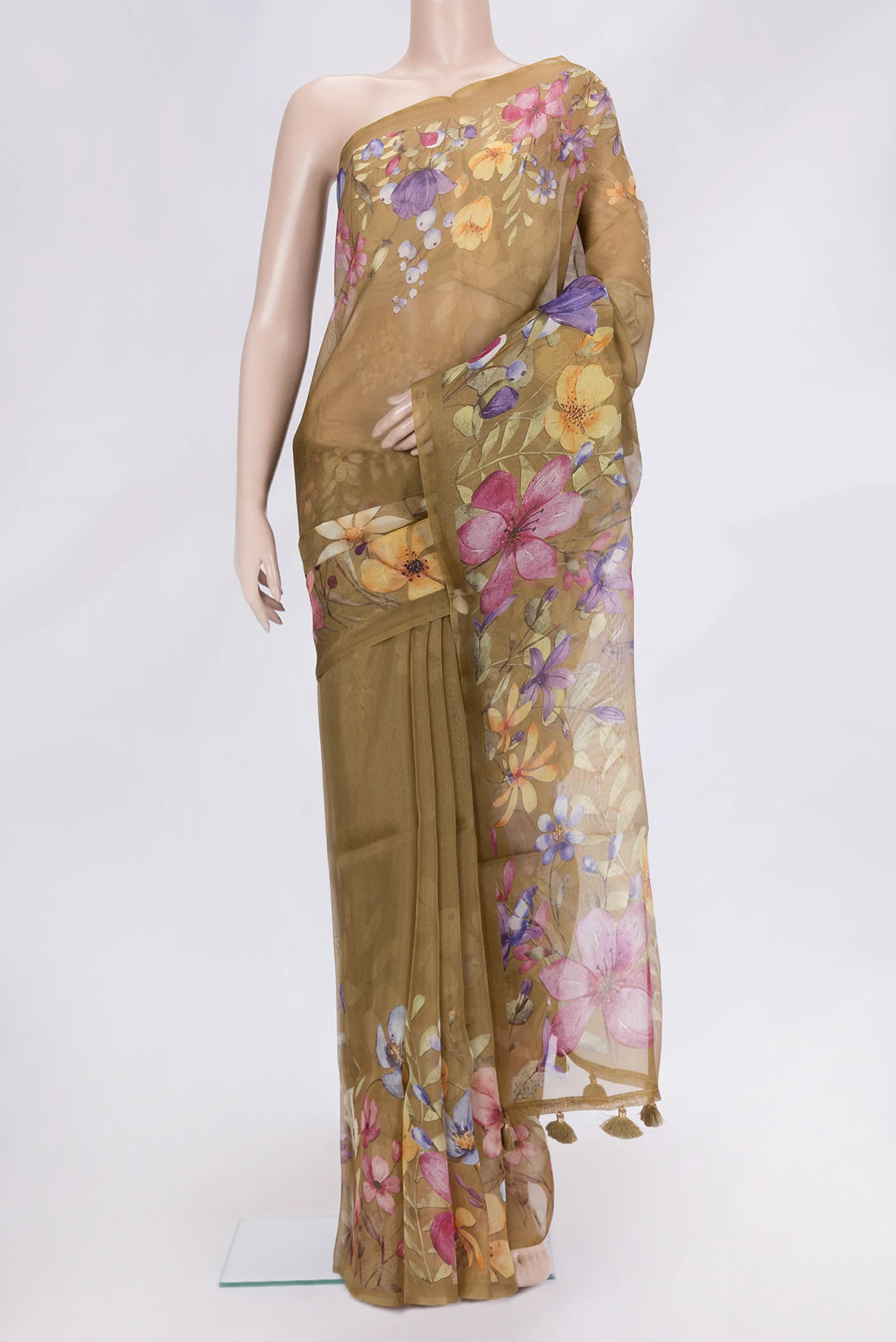 Brown Organza Silk Saree