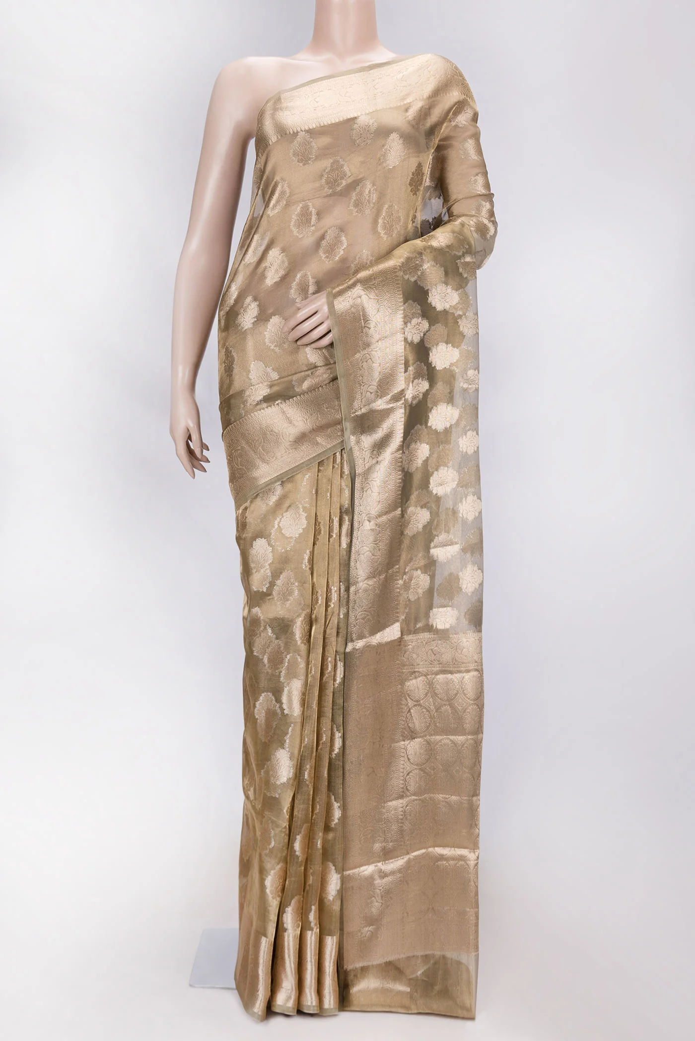 Mehandi Green Dual Tone Organza Silk Saree