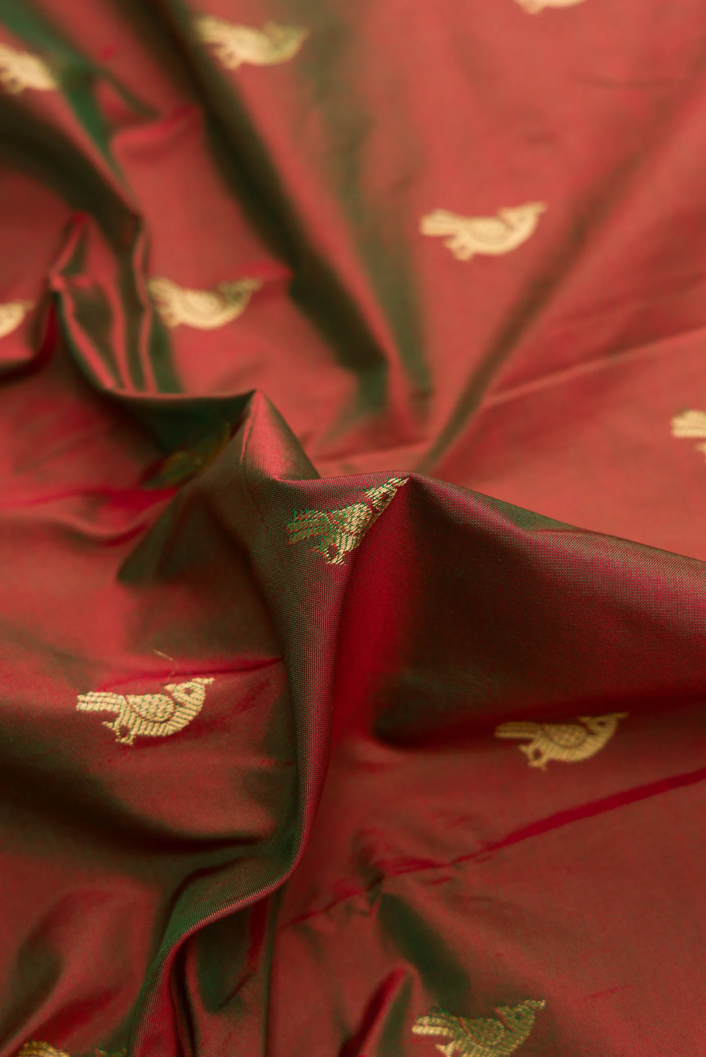 Green with Red Color Paithani Silk Saree - Image 2