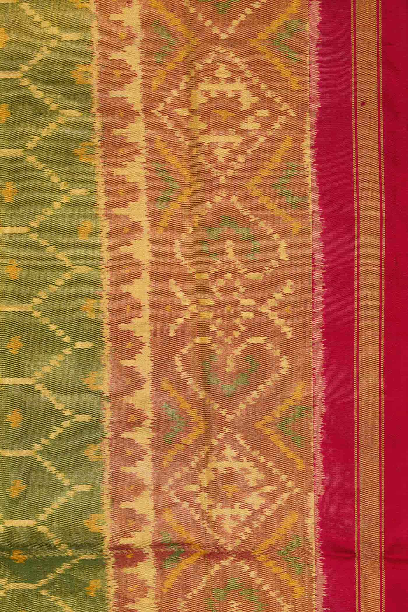 Mehandi Green Dual Tone Rajkot Patola Silk Saree - Image 3