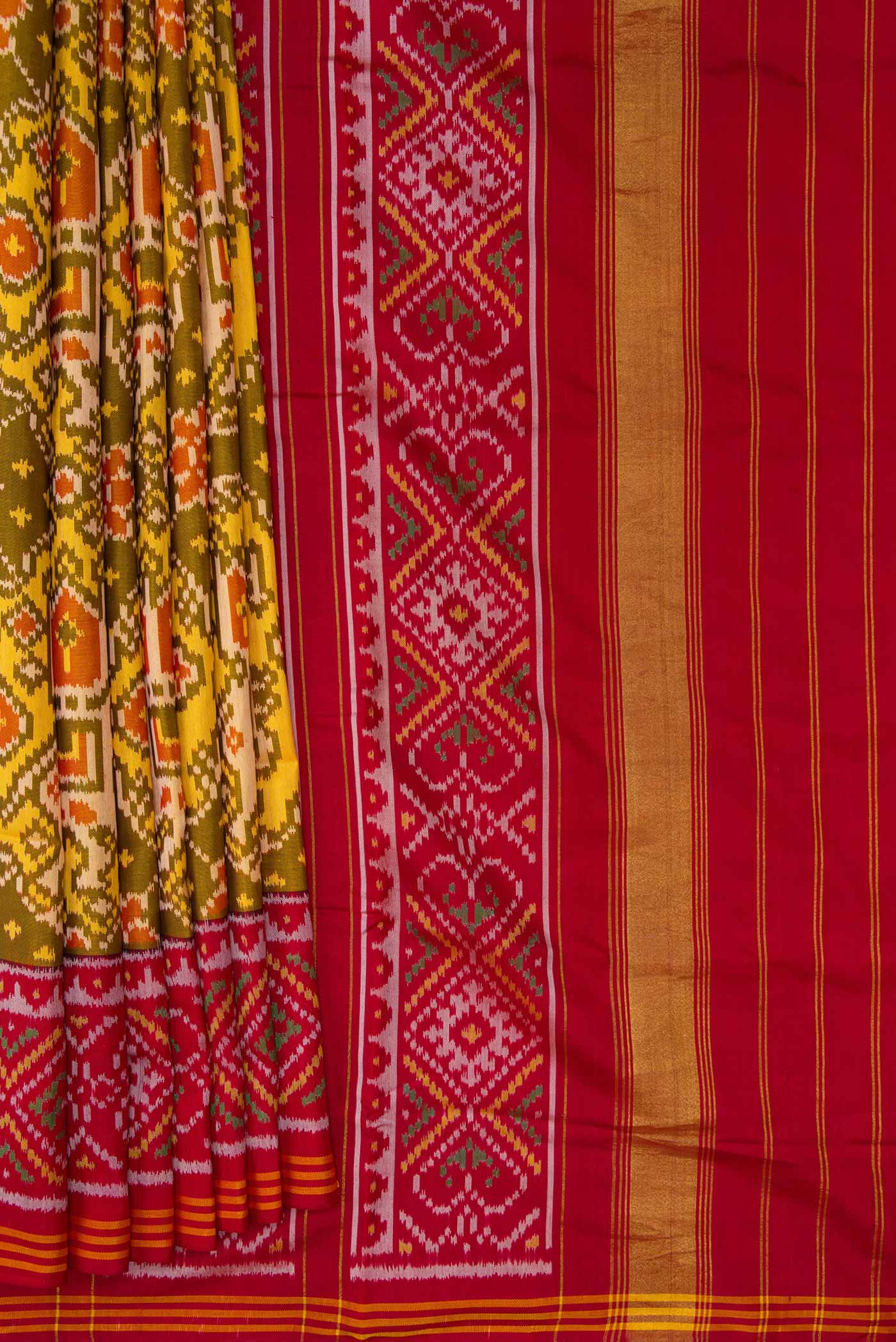 Mehandi Green Dual Tone Rajkot Patola Silk Saree - Image 4