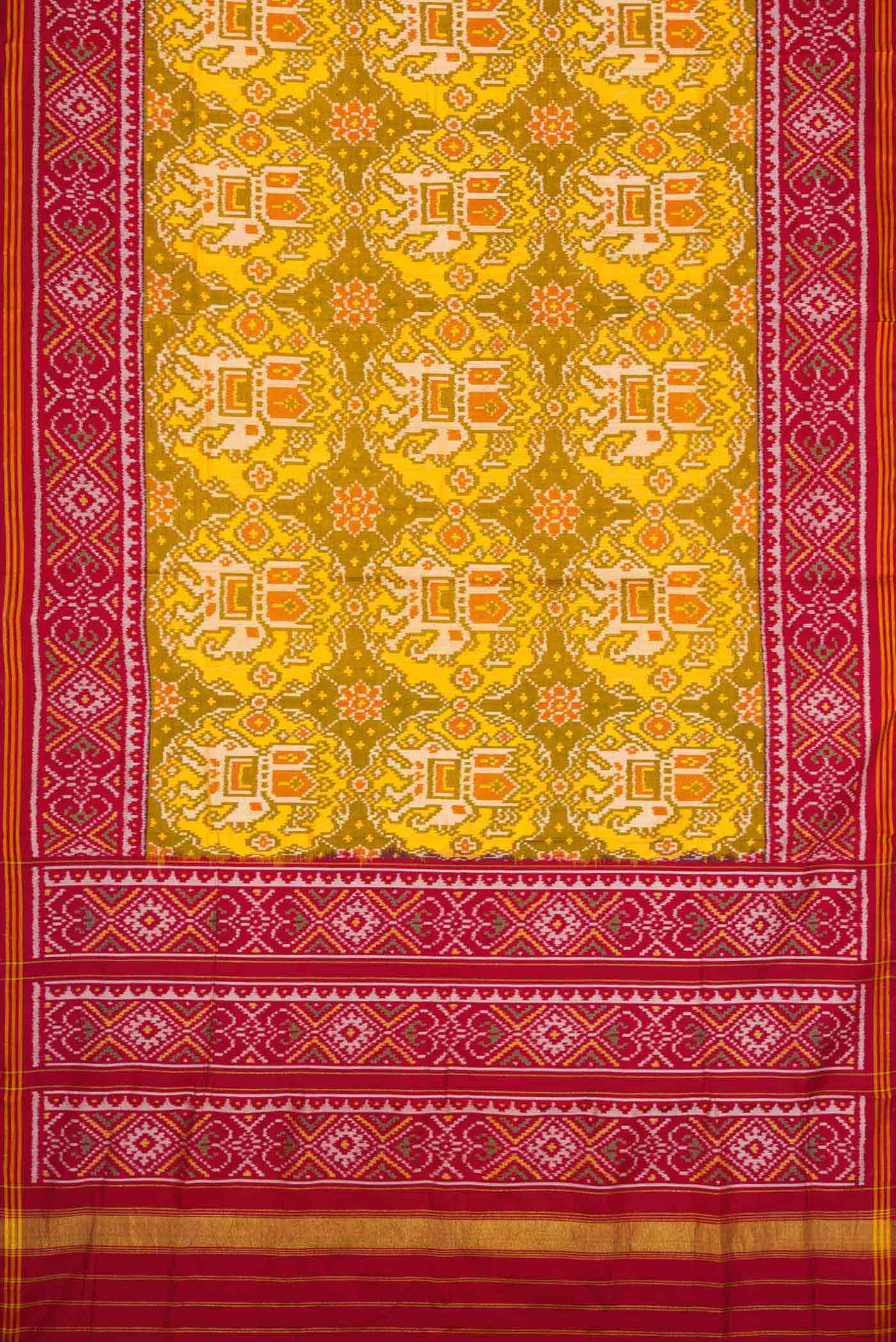 Mehandi Green Dual Tone Rajkot Patola Silk Saree - Image 6