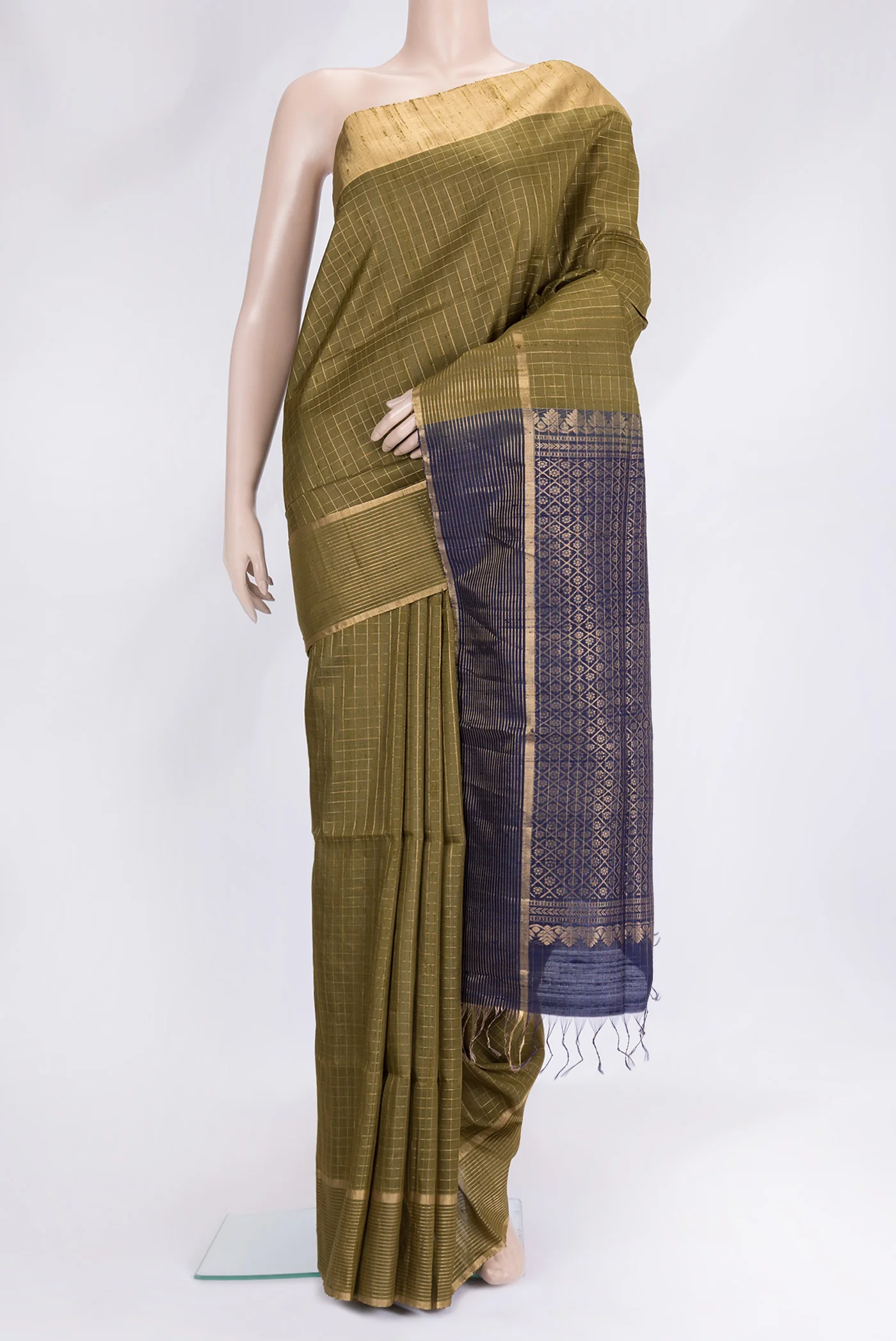 Mehandi Green Raw Silk Saree