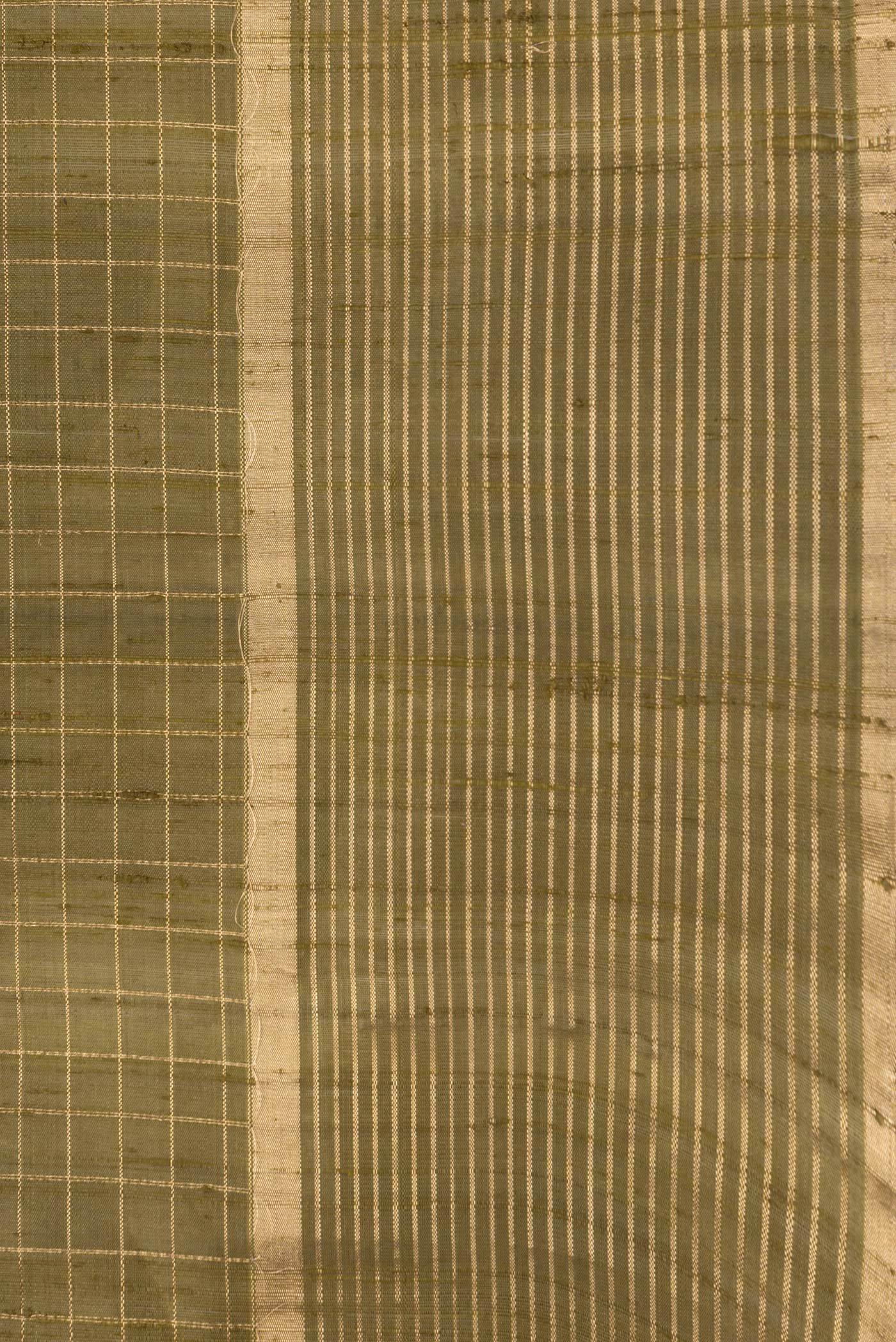 Mehandi Green Raw Silk Saree - Image 3