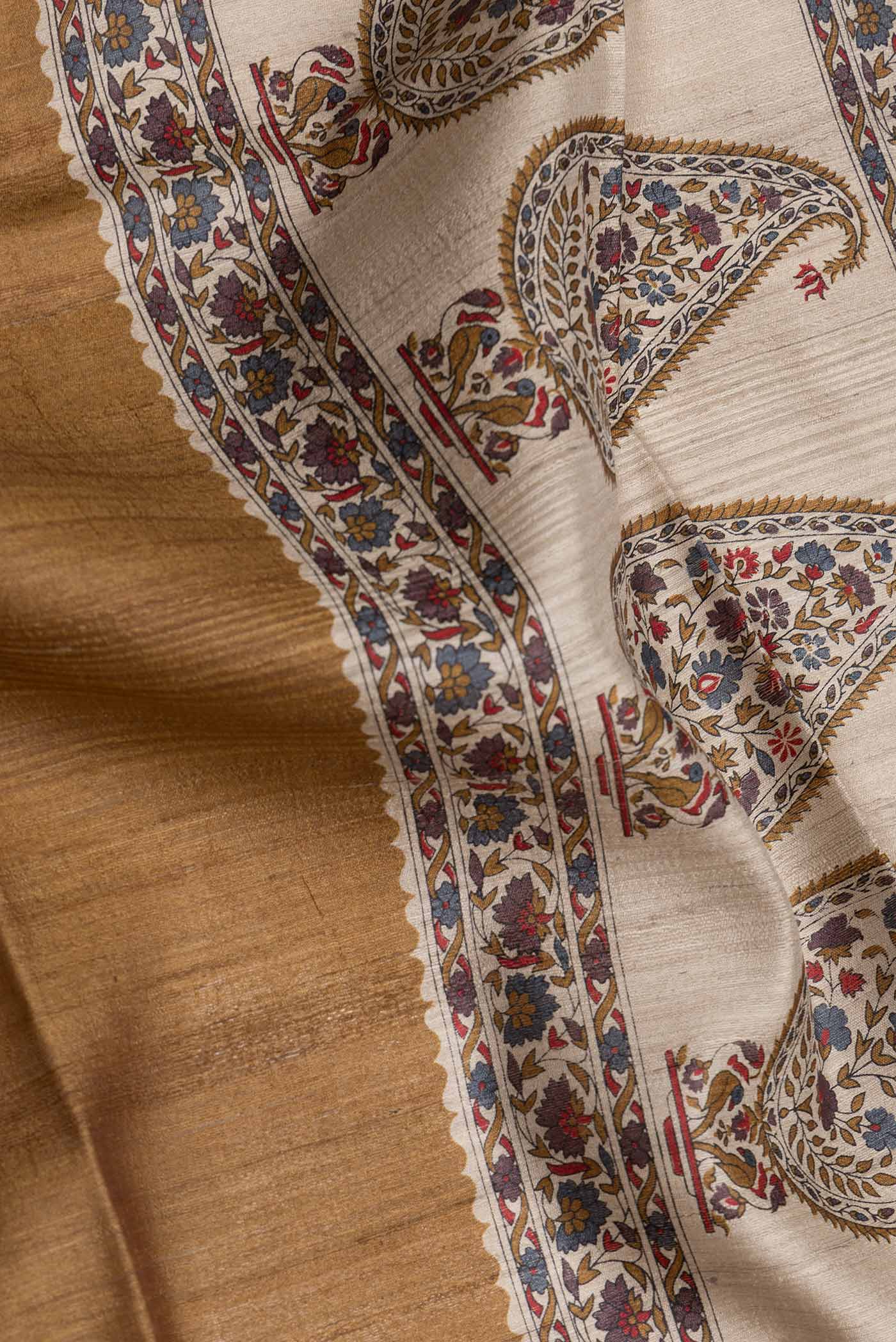 Brown Tussar Silk Saree - Image 3