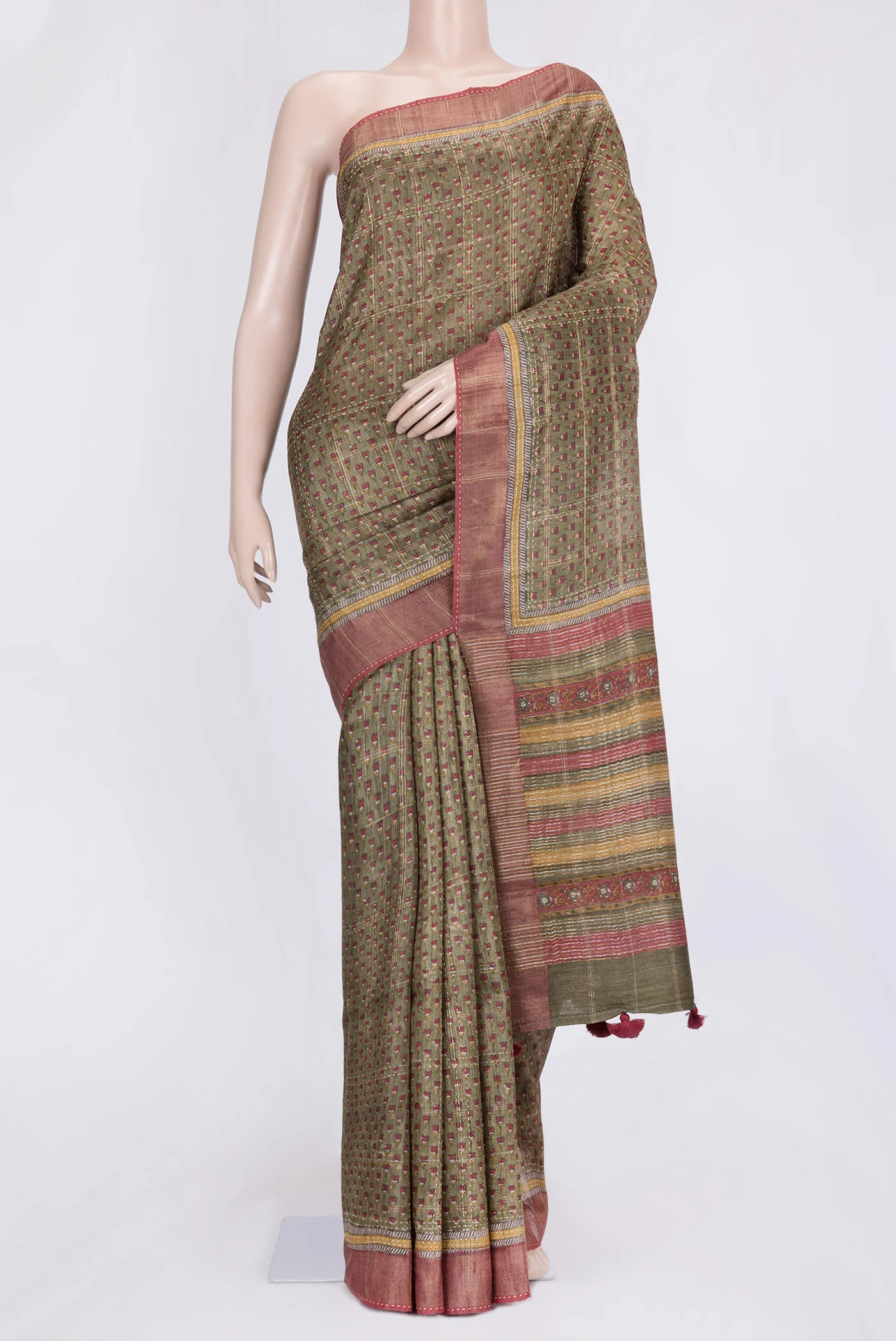 Green Tussar Silk Saree