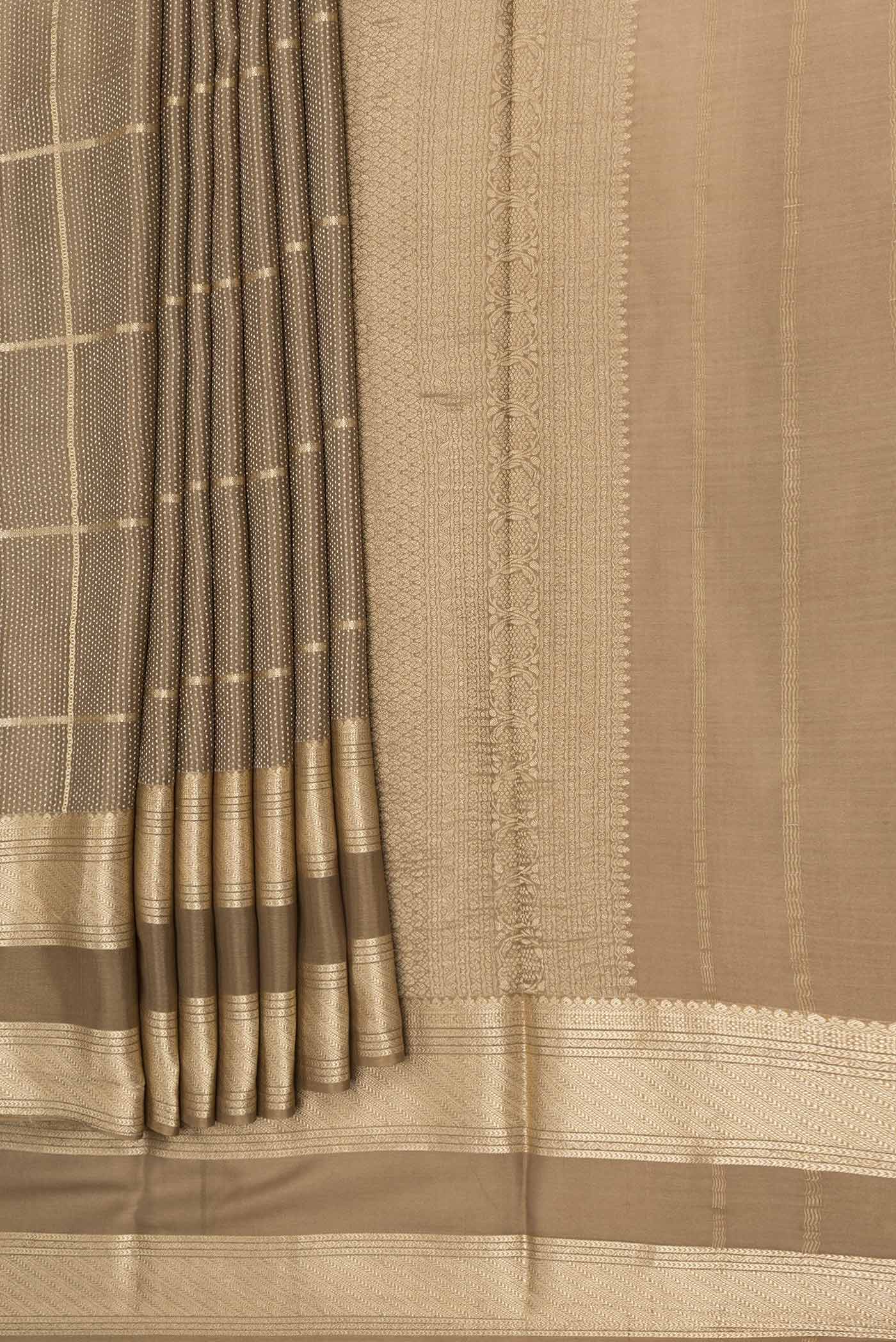 Beige Mysore Crepe Saree - Image 4