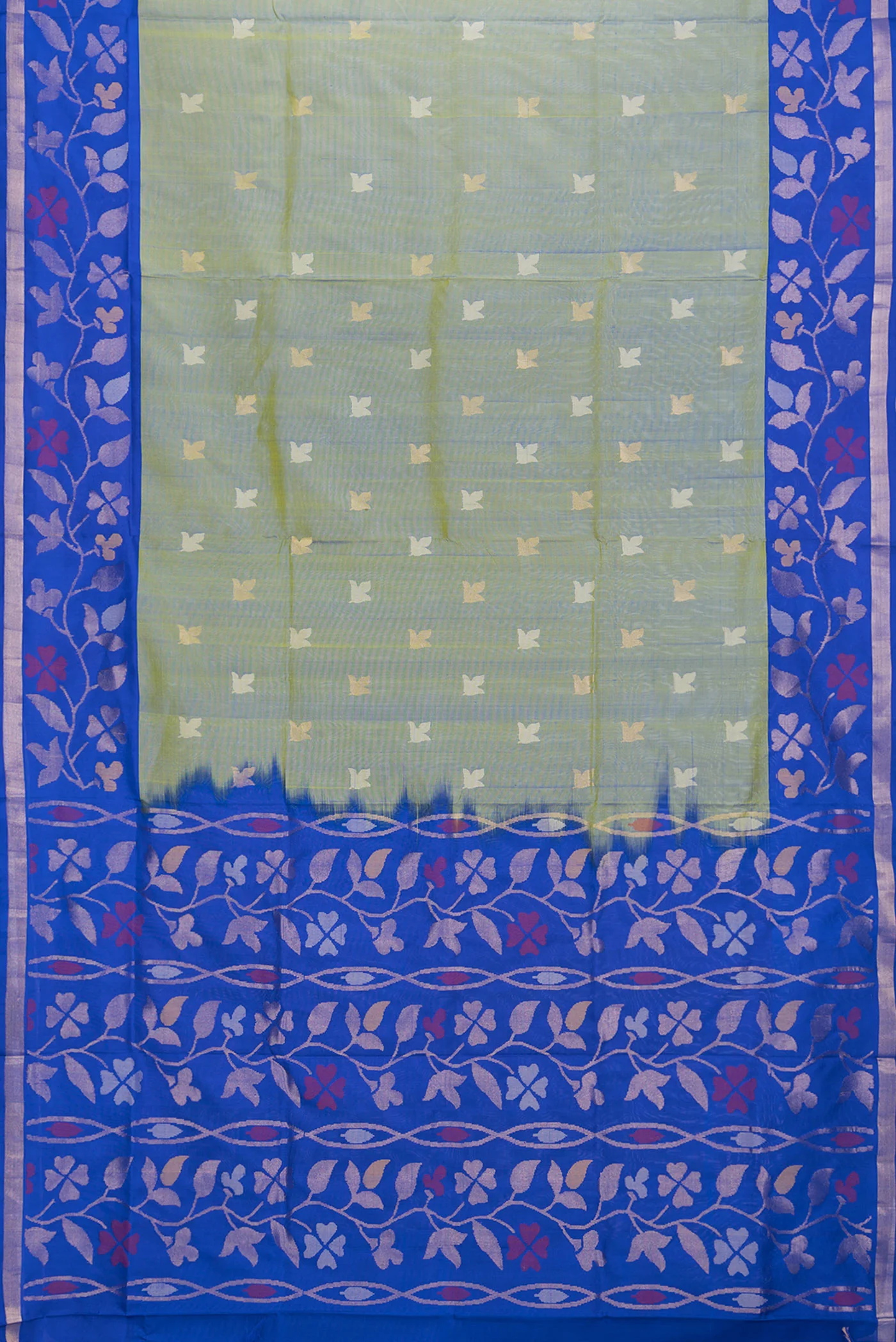 Green with Blue Color Uppada Silk Saree - Image 6