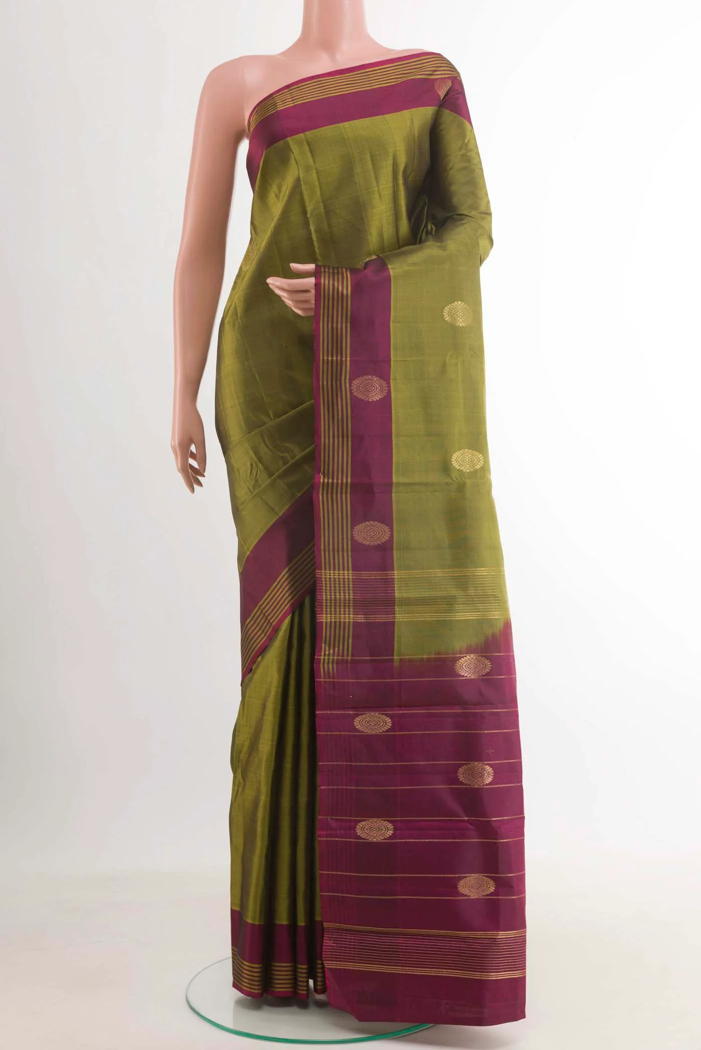 Mehandi Green Kanchipuram Silk Saree