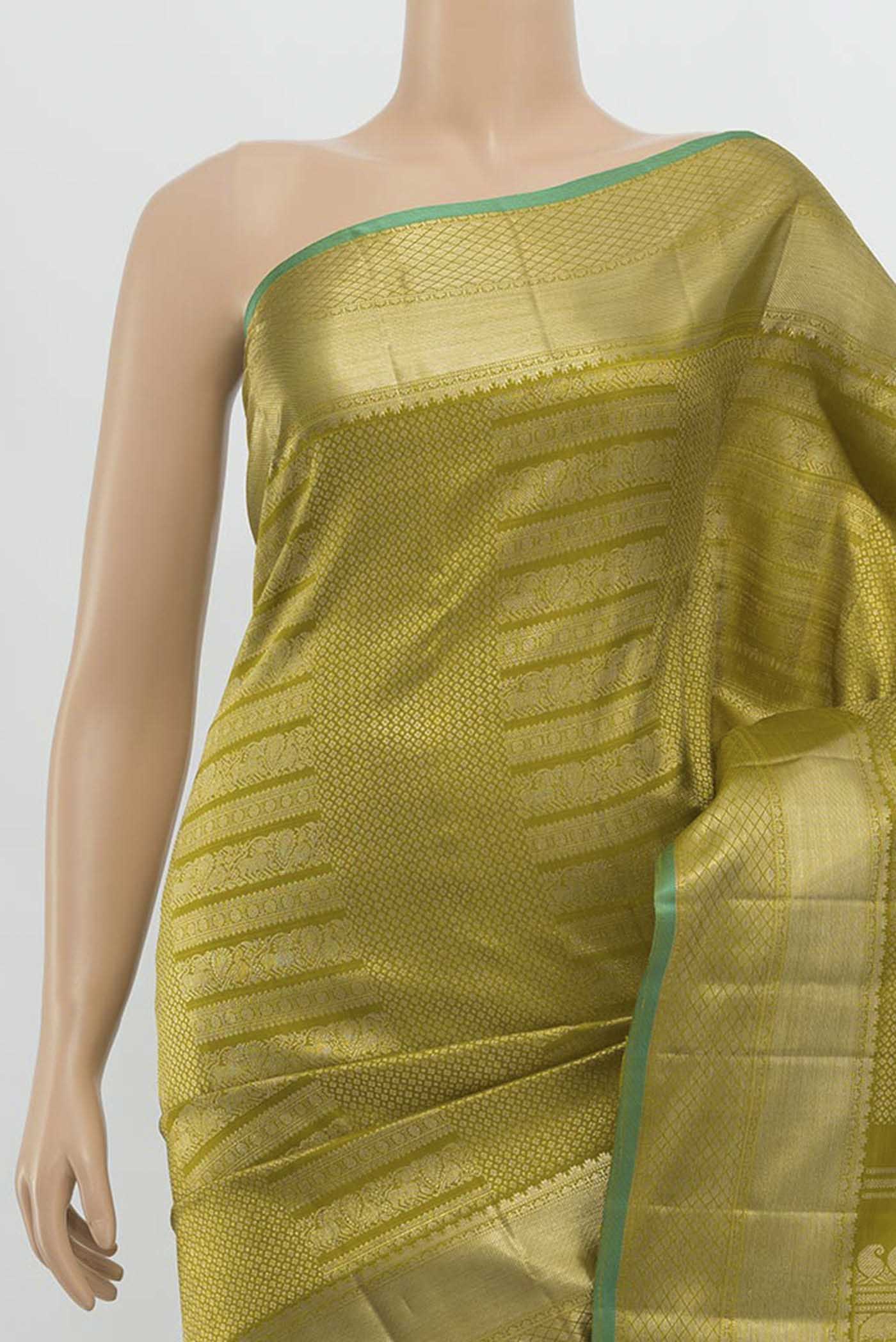 Mehandi Green Kanchipuram Silk Saree - Image 2