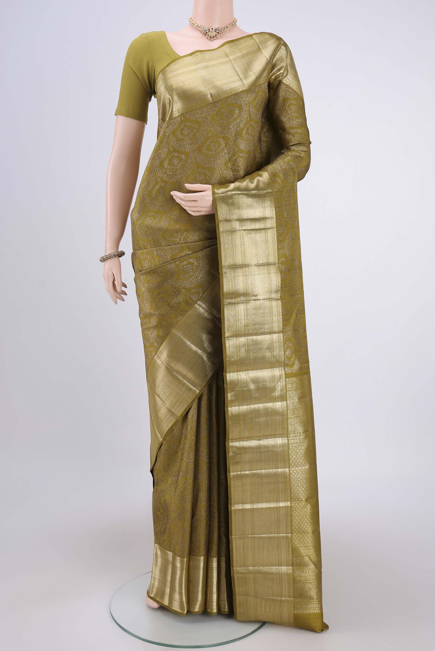 Mehandi Green Kanchipuram Silk Saree