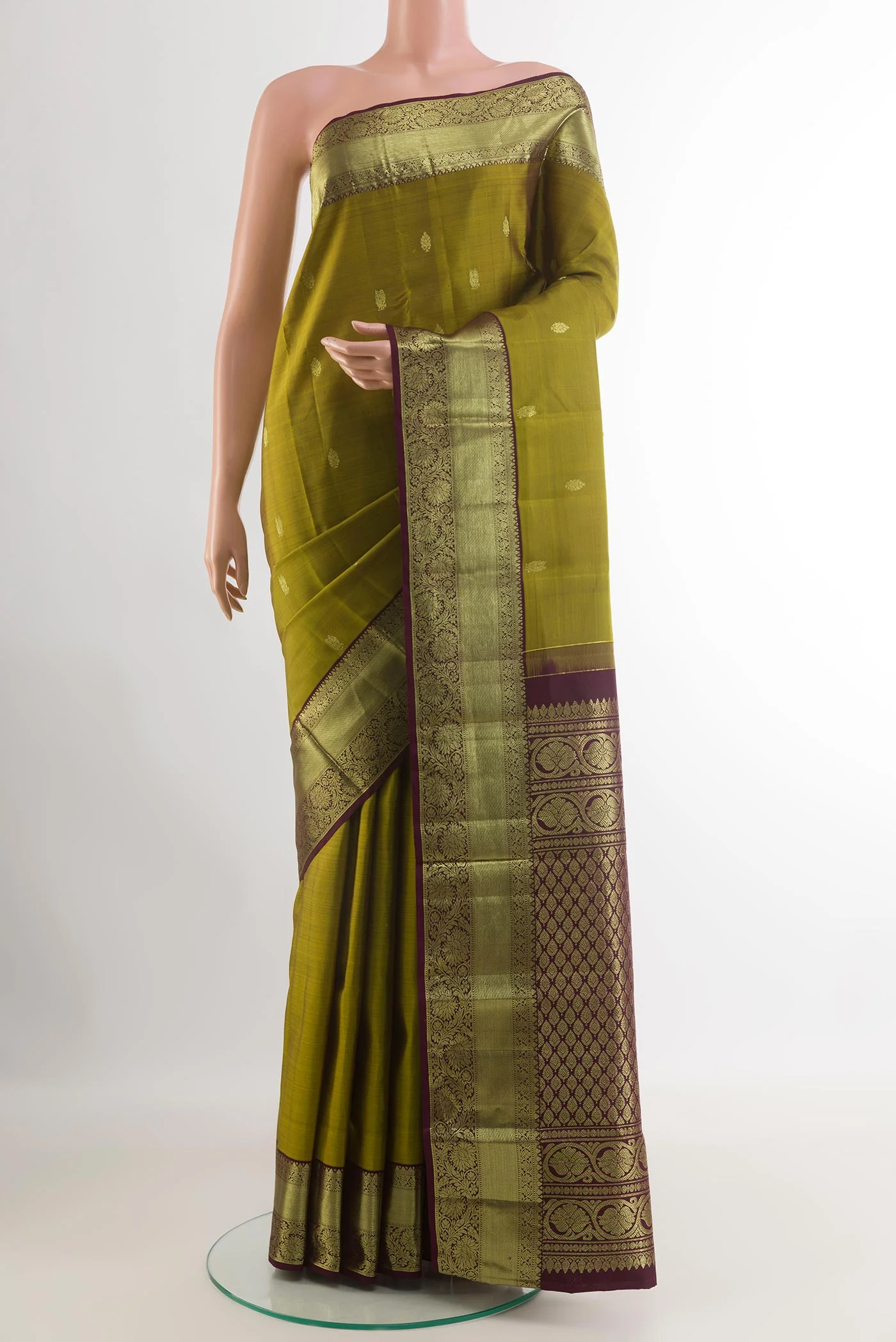 Mehandi Green Kanchipuram Silk Saree