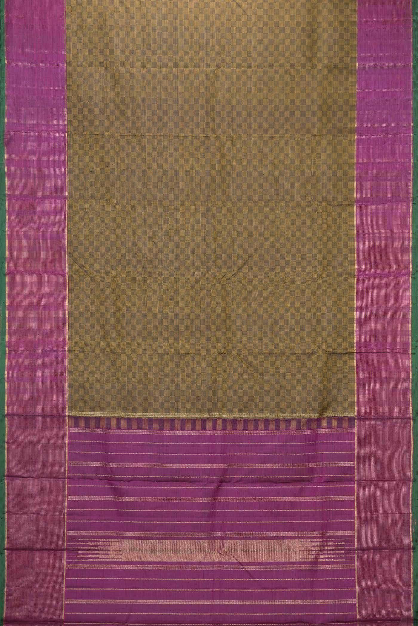Pure Silk Pure Zari Mehandi Green Kanjivaram Saree - Image 4