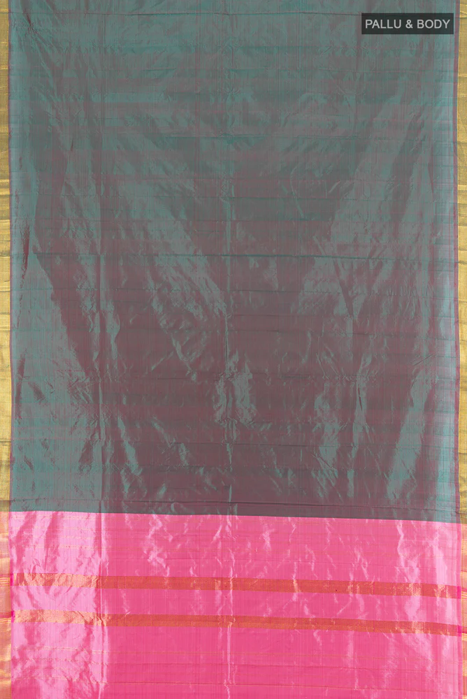 Green with Pink Color Kanjivaram Silk Saree - Image 5