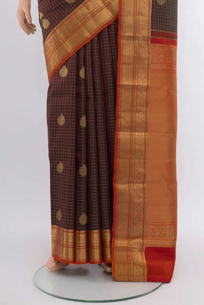 Coffee Brown Kanjivaram Silk Saree - Image 3
