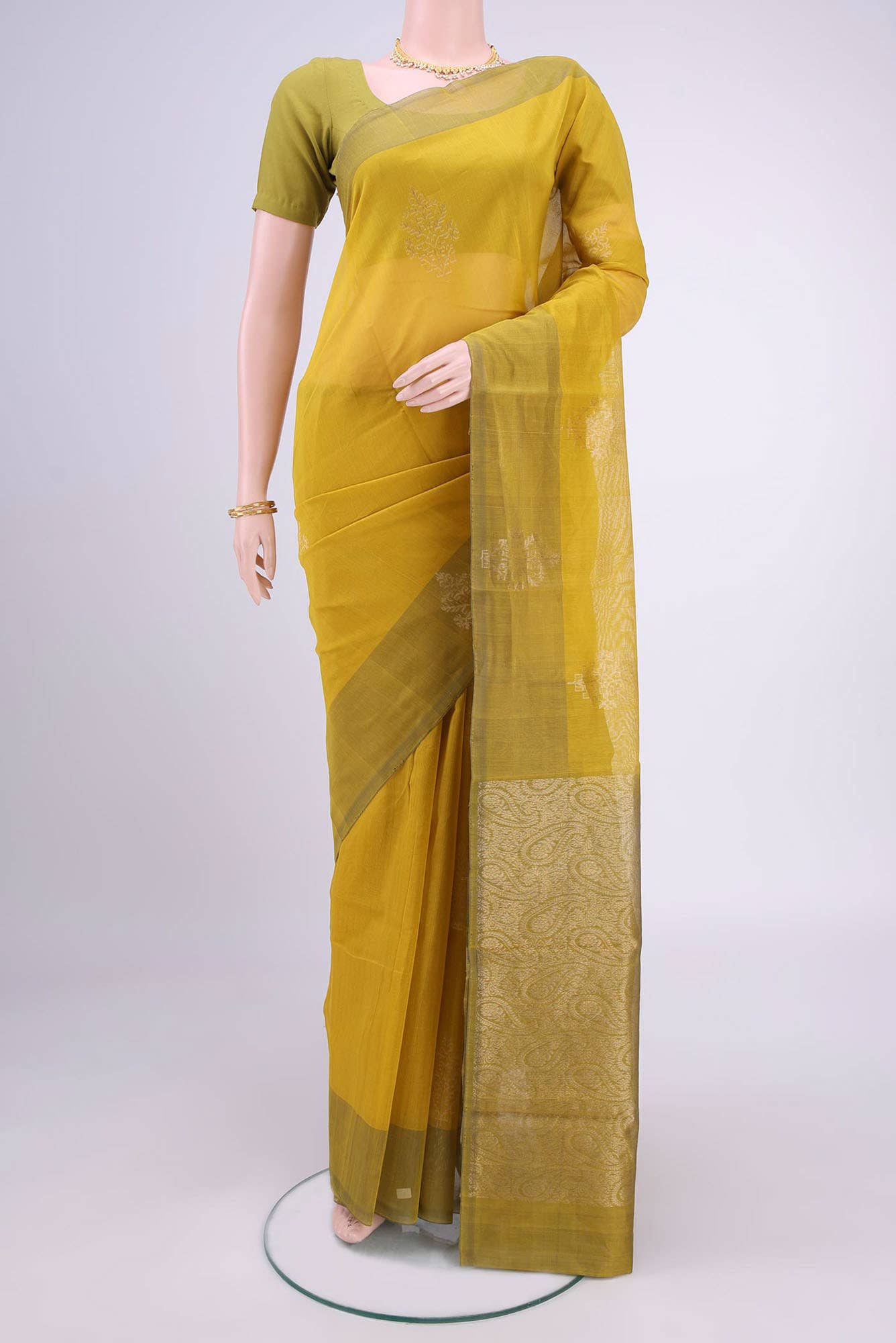 Mehandi Green Kota Cotton Saree