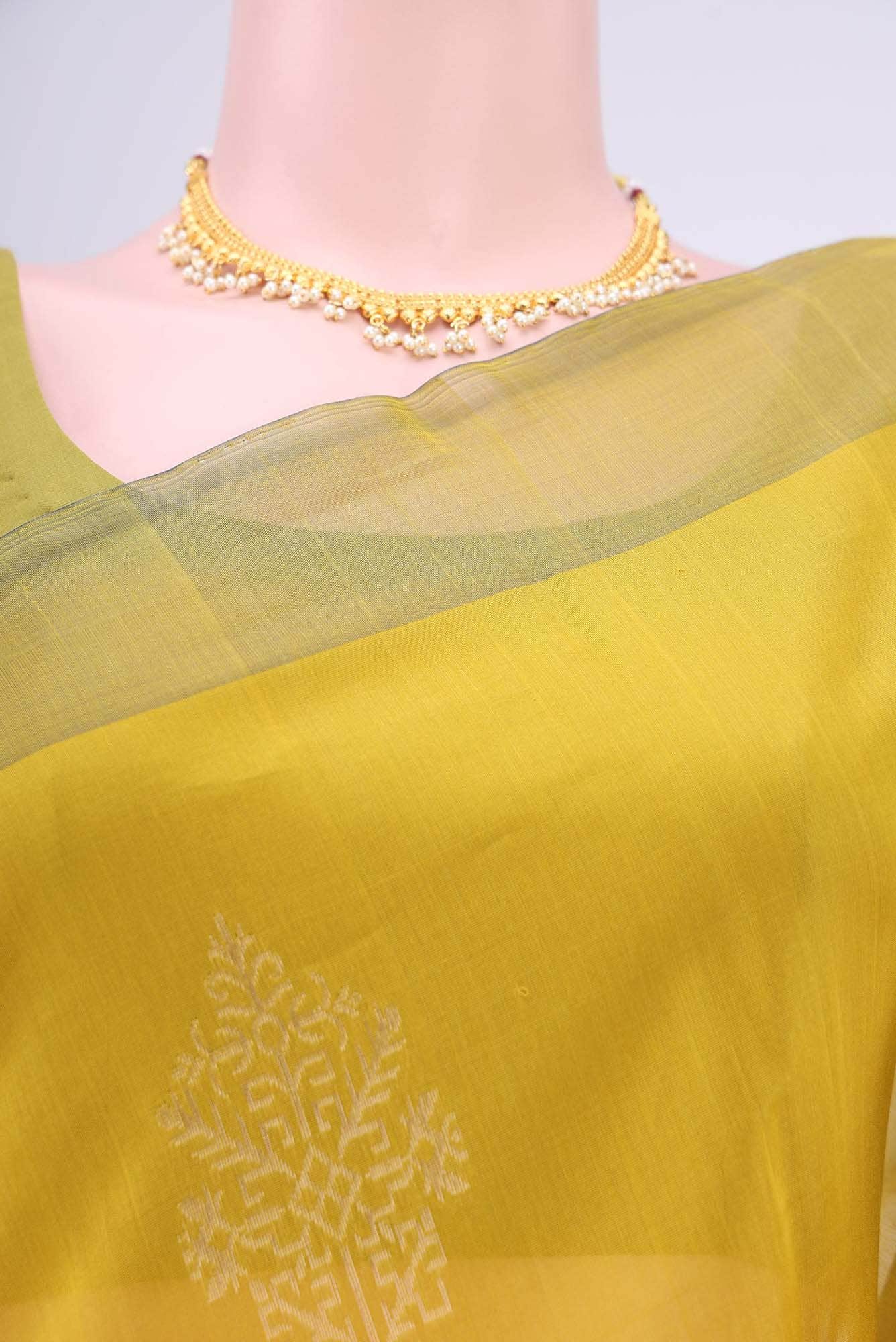 Mehandi Green Kota Cotton Saree - Image 3