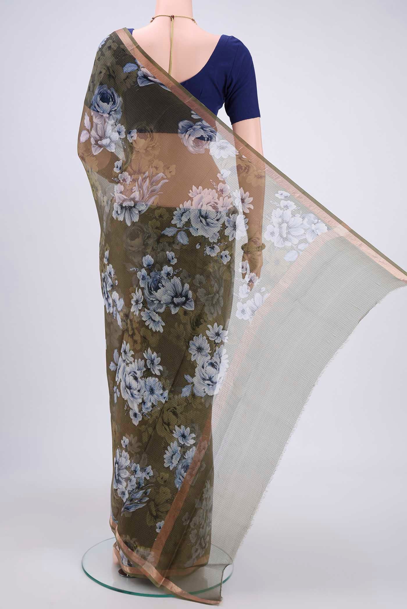 Sage Green Kota Silk Saree - Image 3