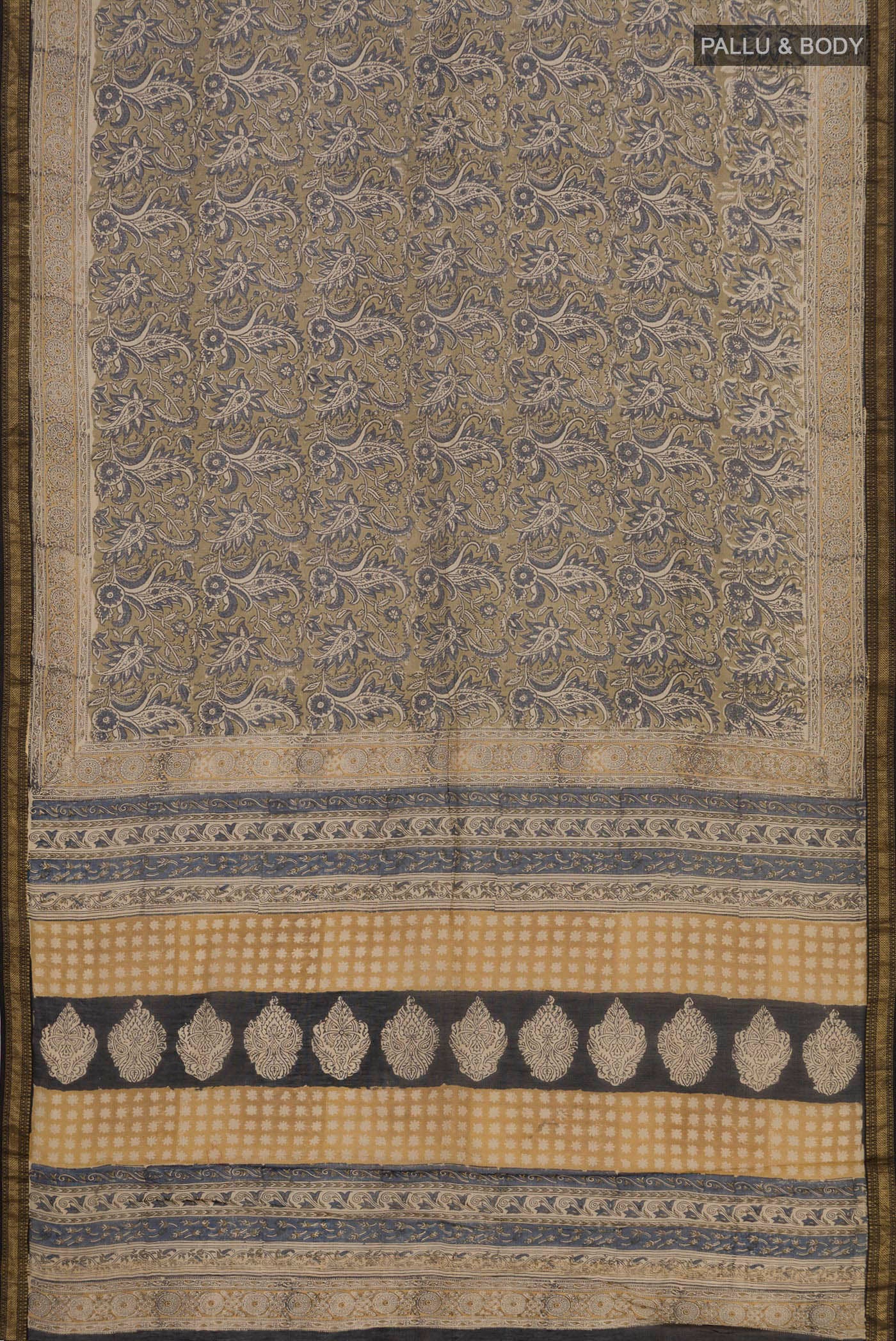 Mehandi Green Maheshwari Silk Cotton Saree - Image 5