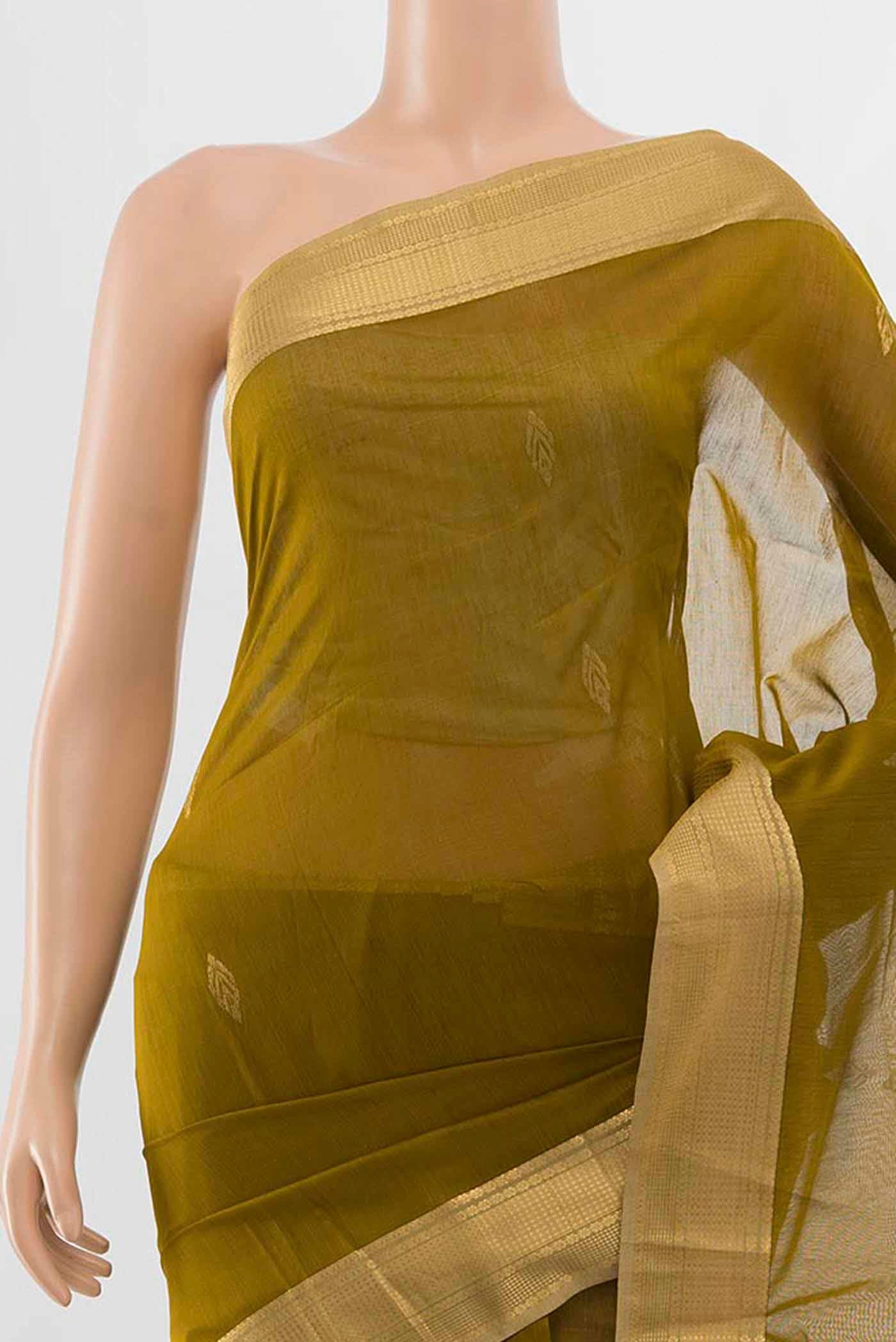 Mehandi Green Maheshwari Silk Cotton Saree - Image 2