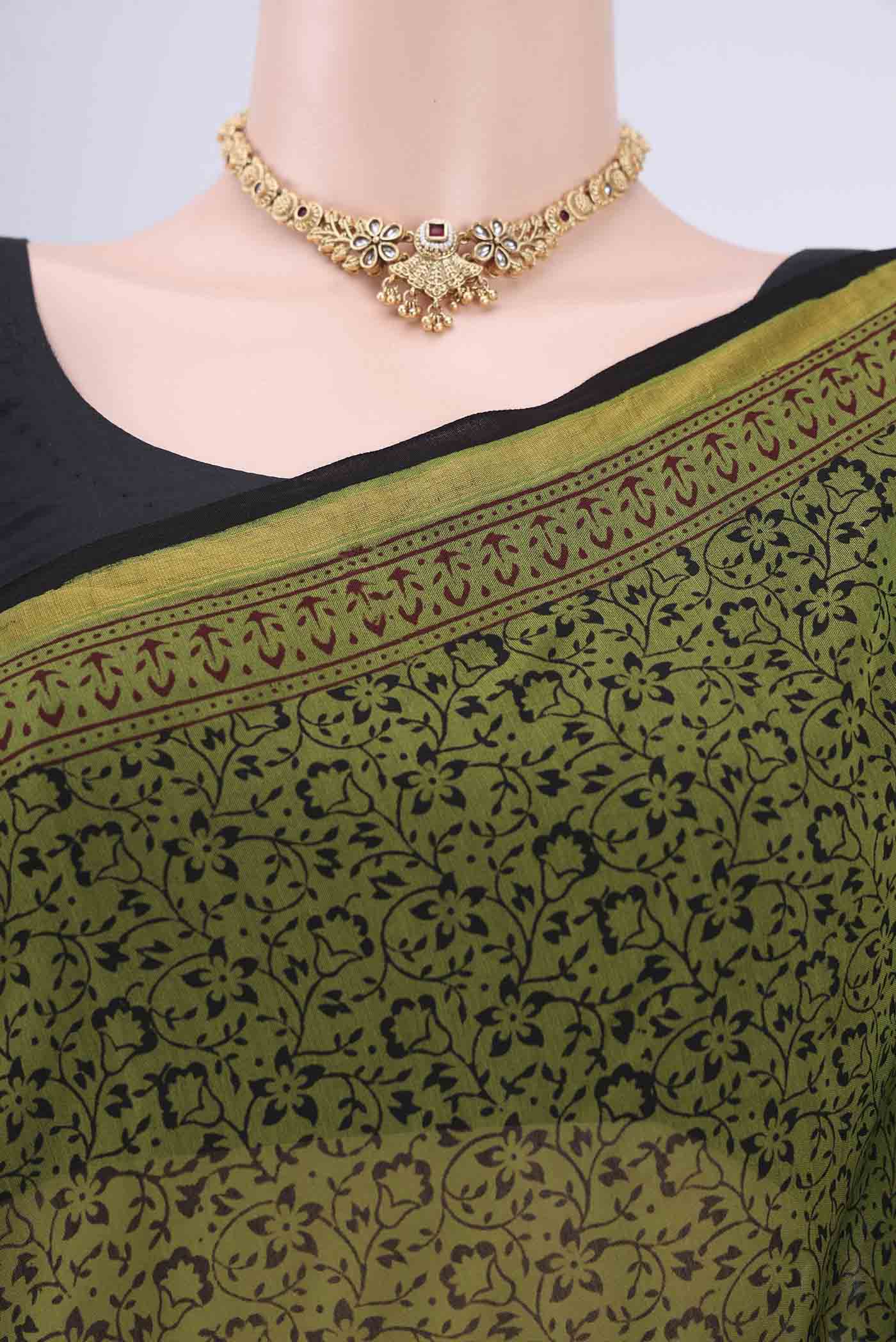 Mehandi Green Chanderi Silk Cotton Saree - Image 2