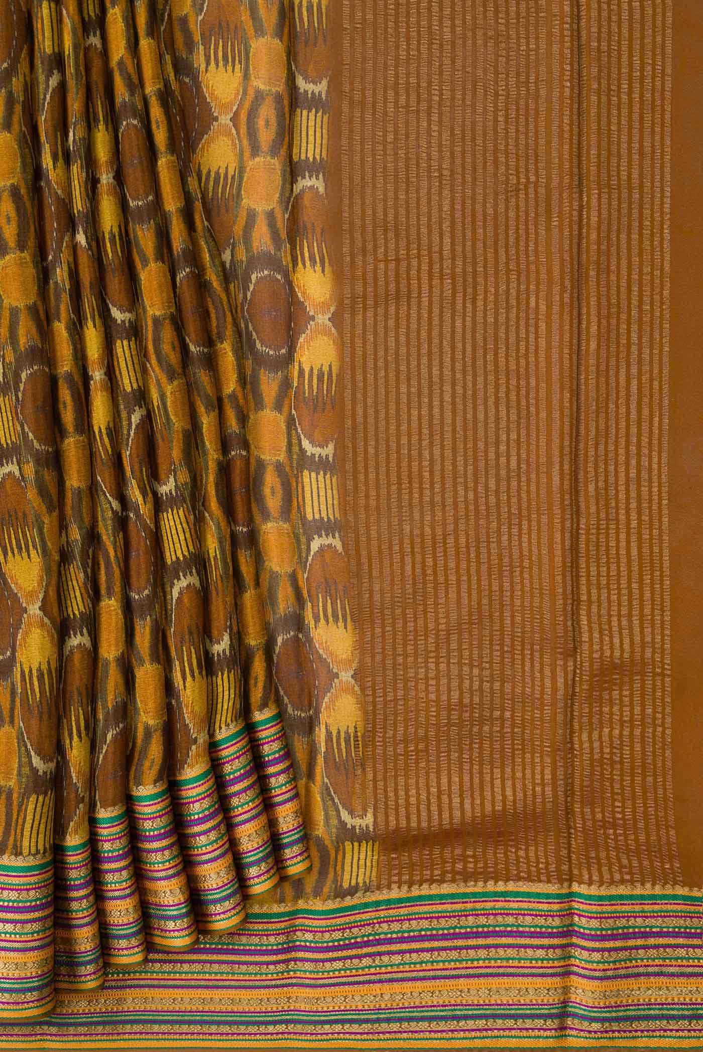 Mustard Mysore Crepe Saree - Image 2